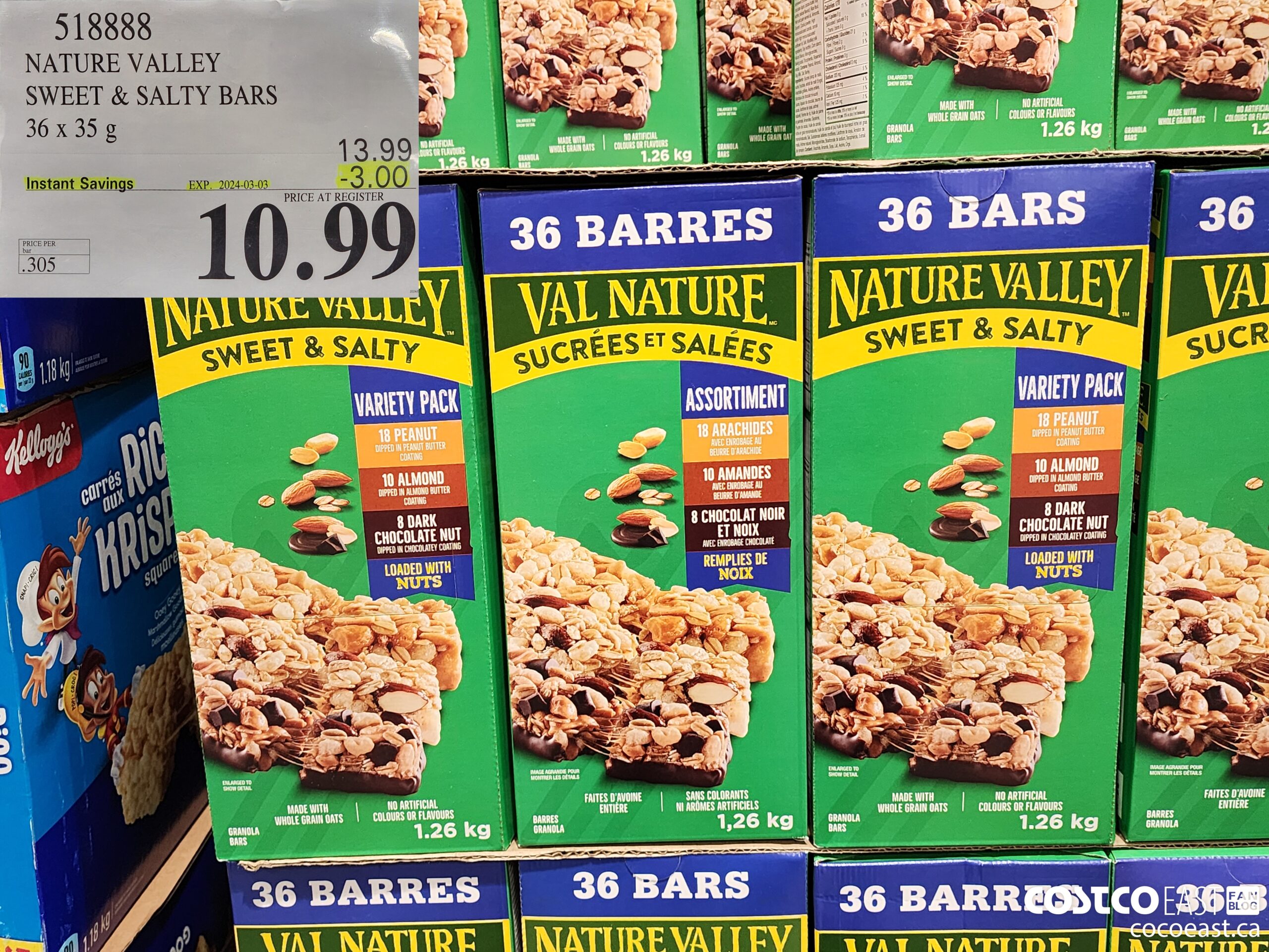 518888 NATURE VALLEY SWEET & SALTY BARS 36 X 35G ($3.00 INSTANT SAVINGS EXPIRES ON 2024-03-03) $10.99