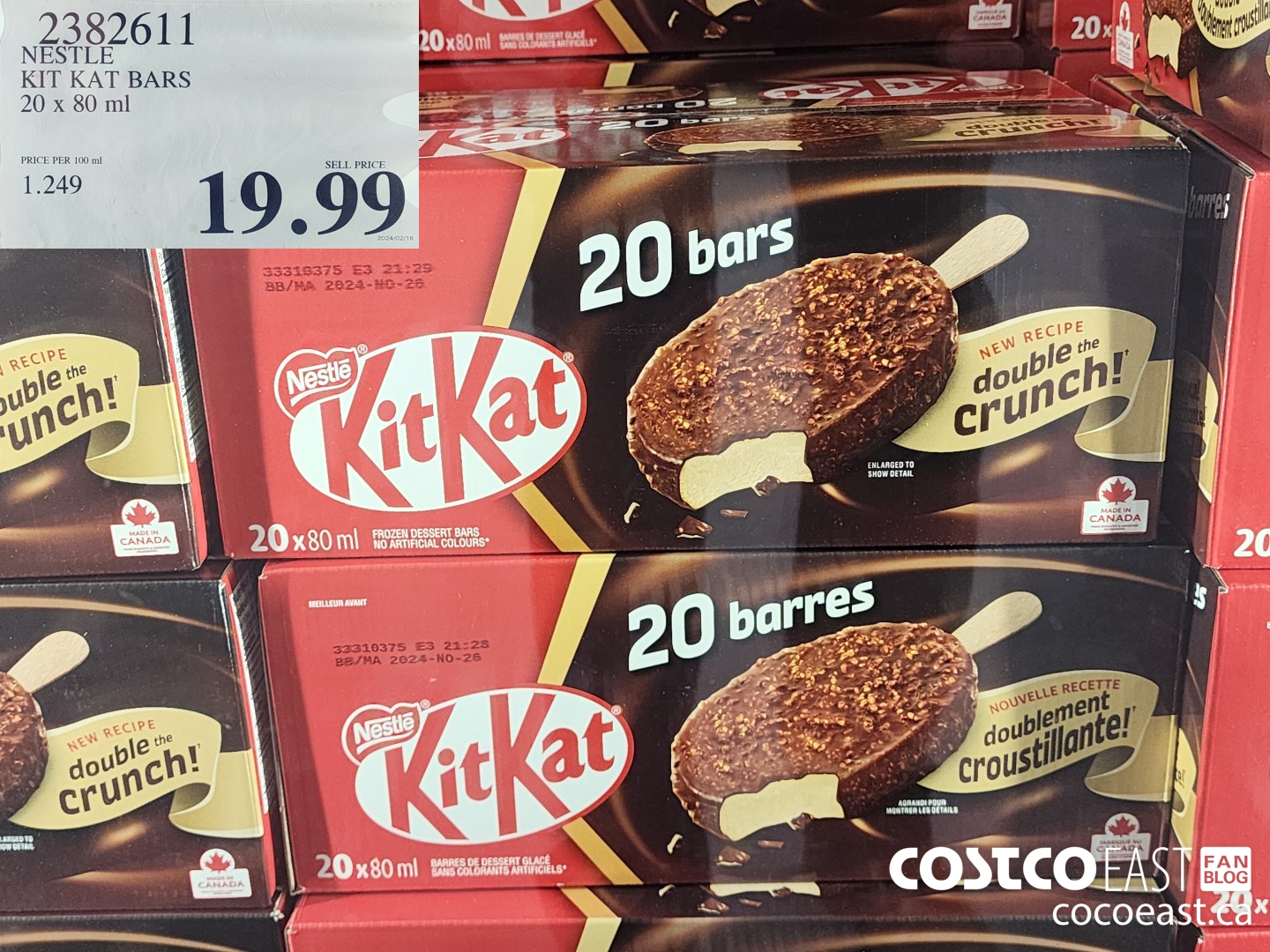 2382611 NESTLE KIT KAT BARS 20 x 80 ml $19.99