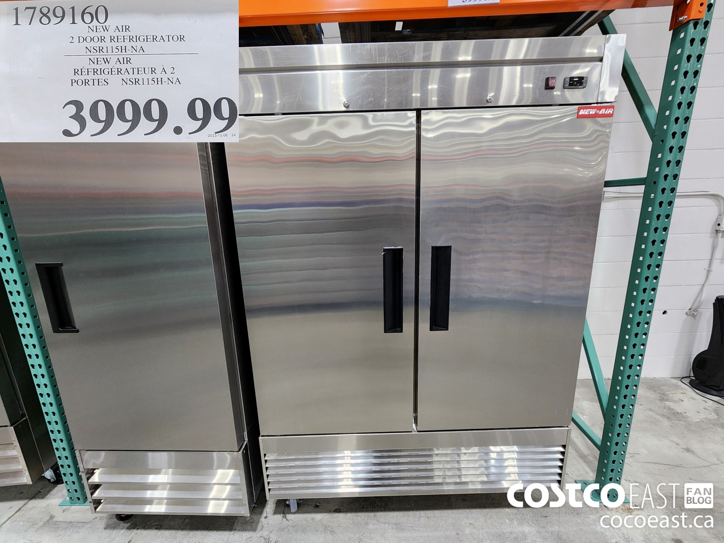 1789160 NEW AIR 2 DOOR REFRIGERATOR NSRI1SH-NA NEW AIR $3999.99
