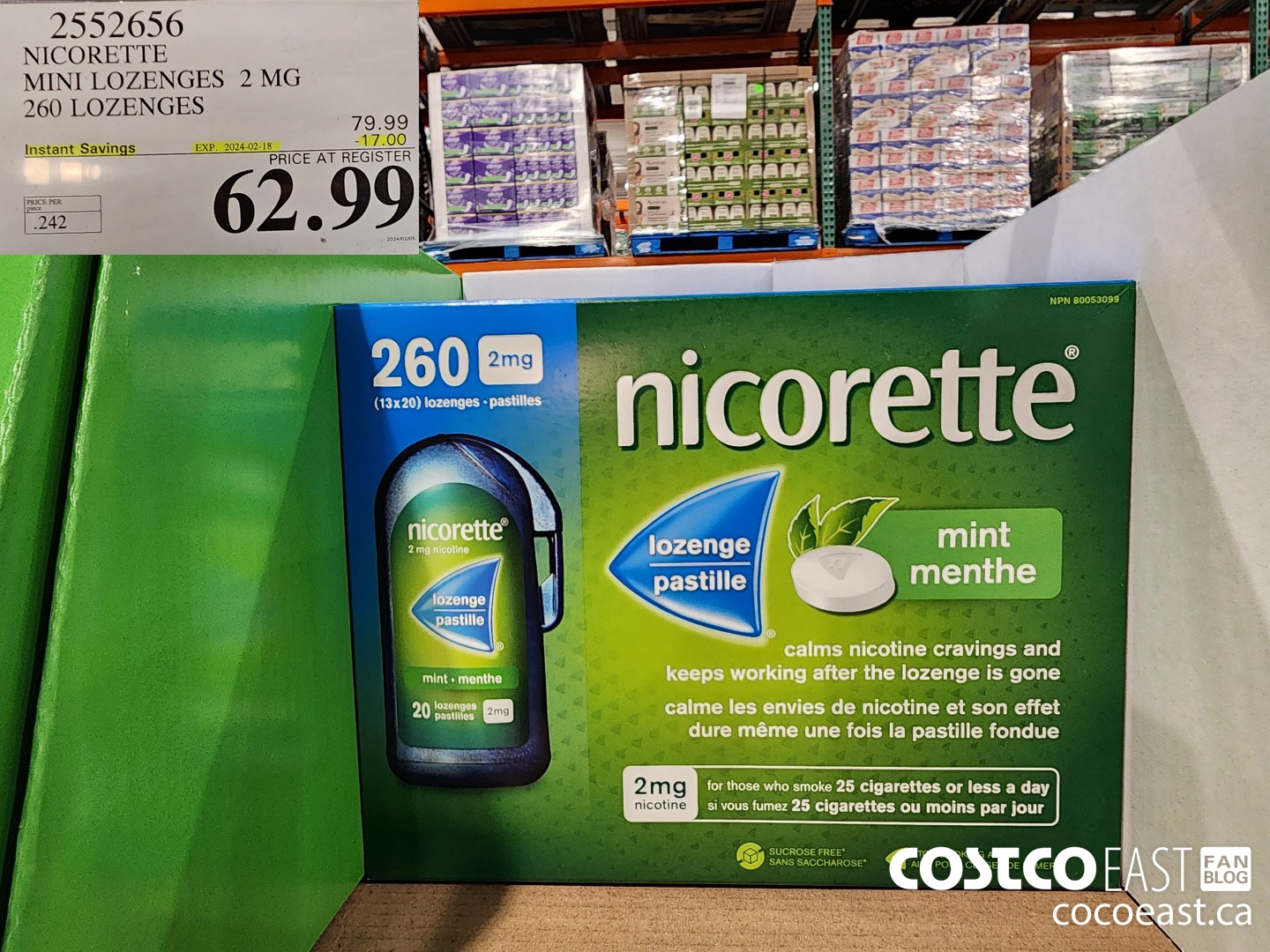 2552656 NICORETTE MINI LOZENGES 2 MG 260 LOZENGES ($17.00 INSTANT SAVINGS EXPIRES ON 2024-02-18) $62.99