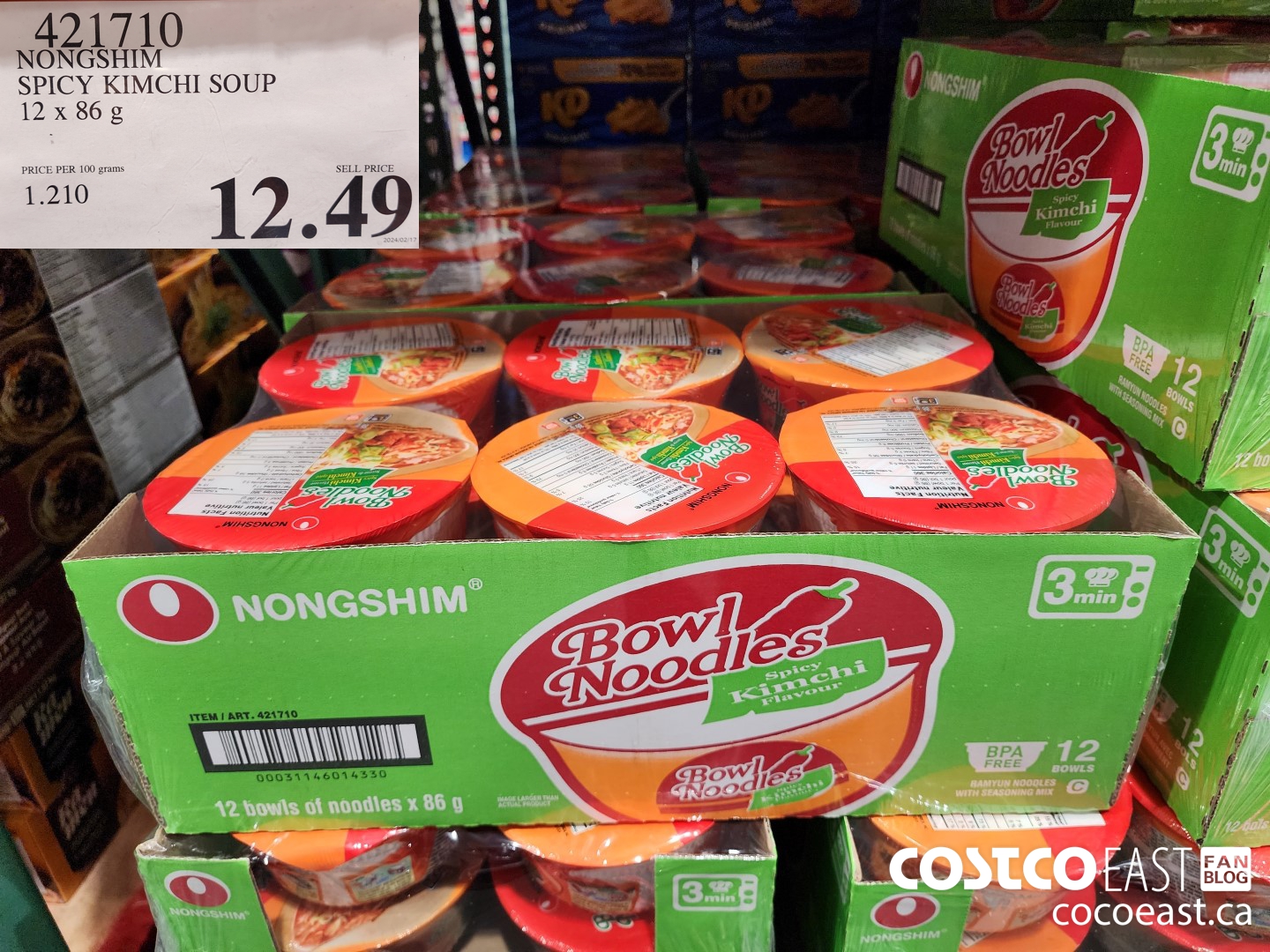 421710 NONGSHIM SPICY KIMCHI SOUP 12 X 86G $12.49
