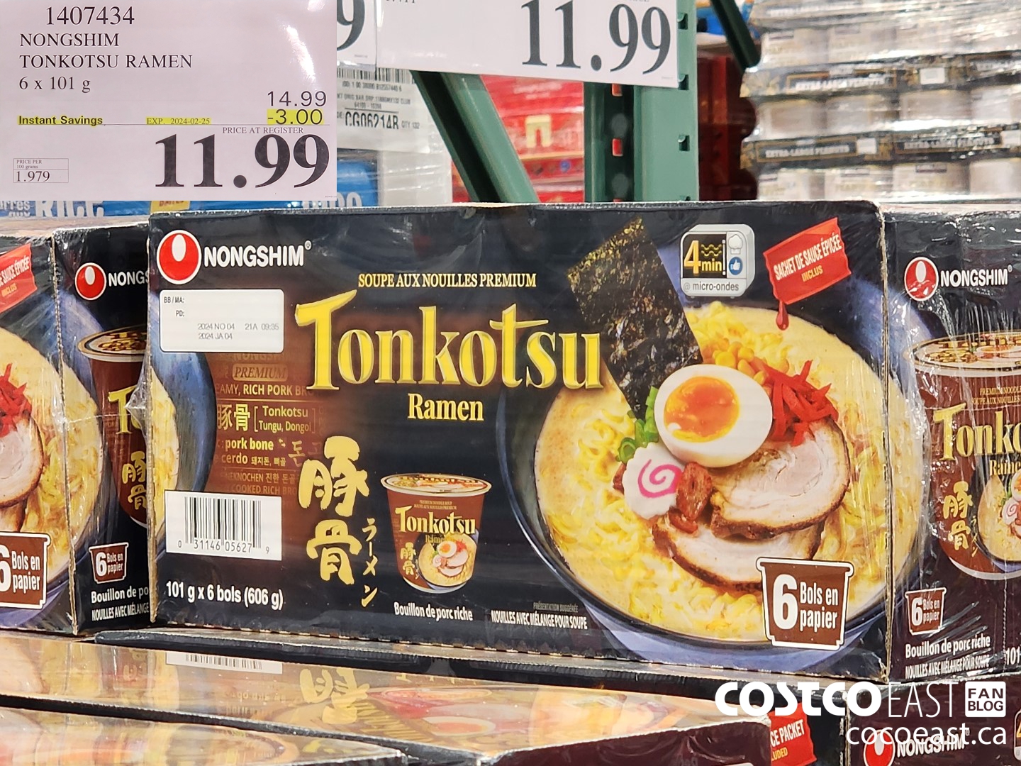 1407434 NONGSHIM TONKOTSU RAMEN 6 x 101 g ($3.00 INSTANT SAVINGS EXPIRES ON 2024-02-25) $11.99