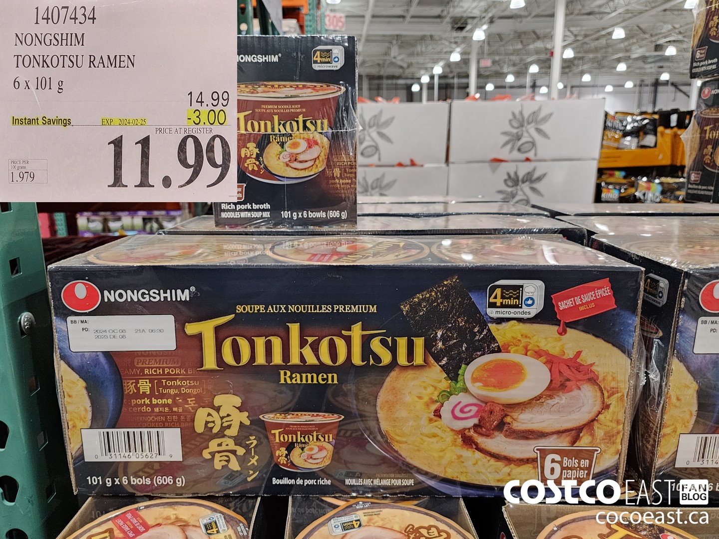 1407434 NONGSHIM TONKOTSU RAMEN 6 x 101 g ($3.00 INSTANT SAVINGS EXPIRES ON 2024-02-25) $11.99