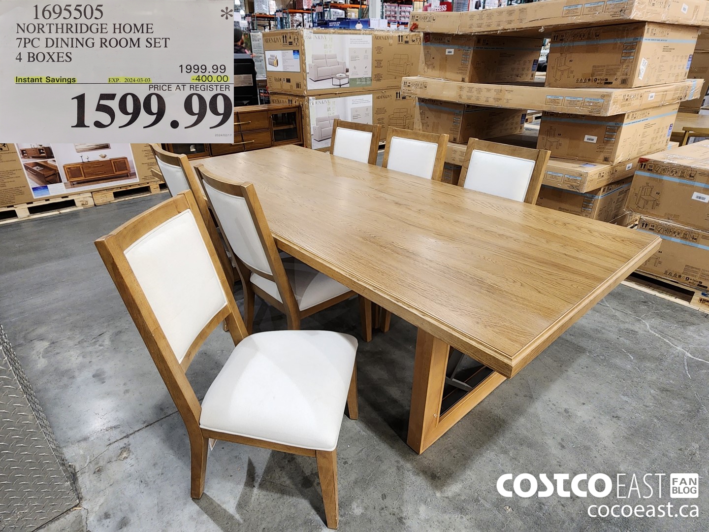 1695505 NORTHRIDGE HOME 7PC DINING ROOM SET 4 BOXES ($400.00 INSTANT SAVINGS EXPIRES ON 2024-03-03) $1599.69