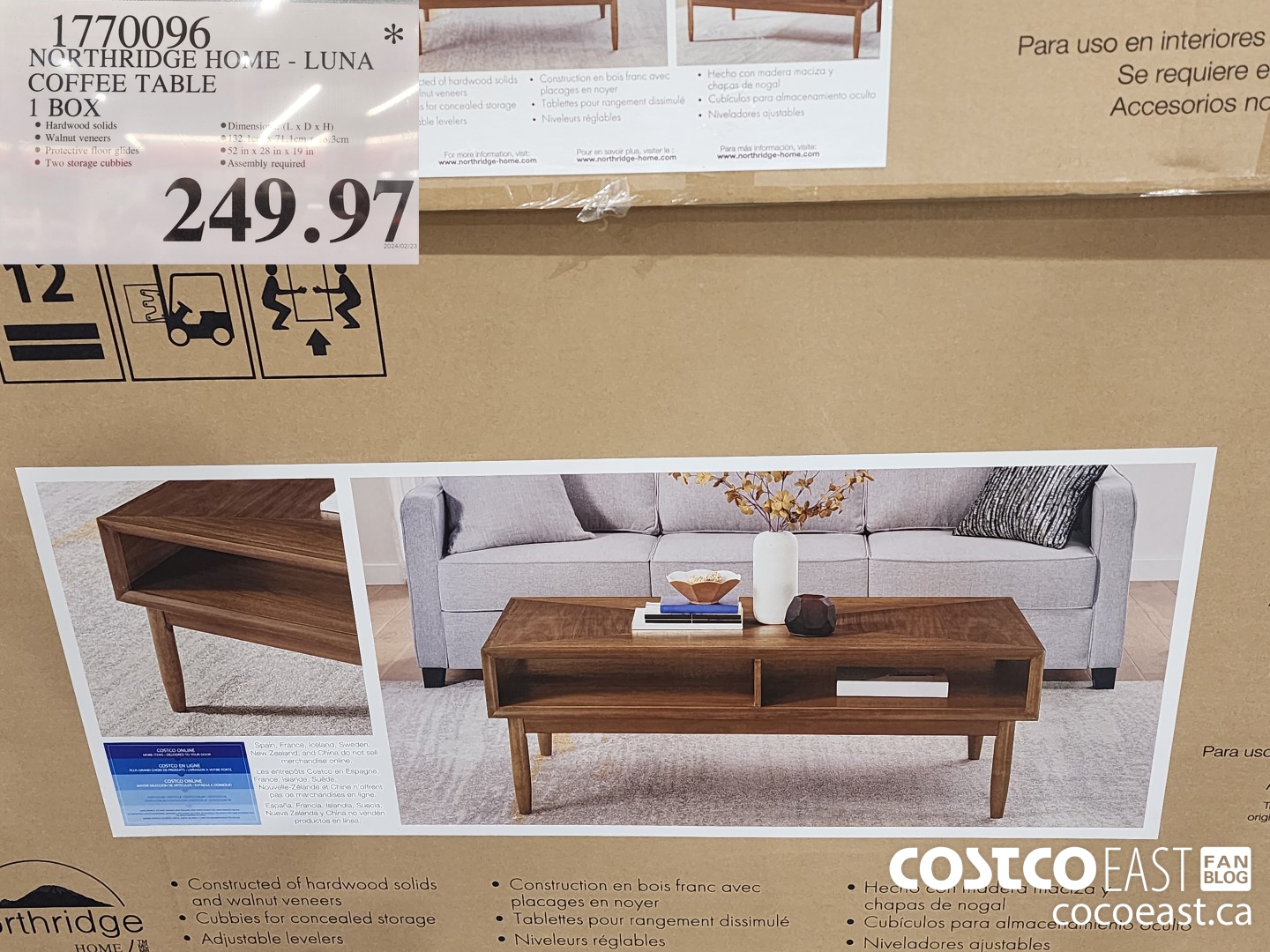 1770096 NORTHRIDGE HOME - LUNA COFFEE TABLE 1 BOX $249.97