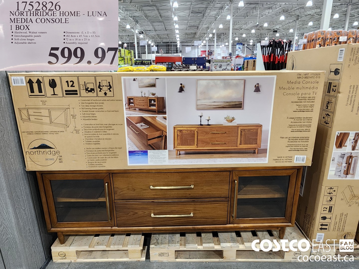 1752826 NORTHRIDGE HOME - LUNA MEDIA CONSOLE 1 BOX $599.97