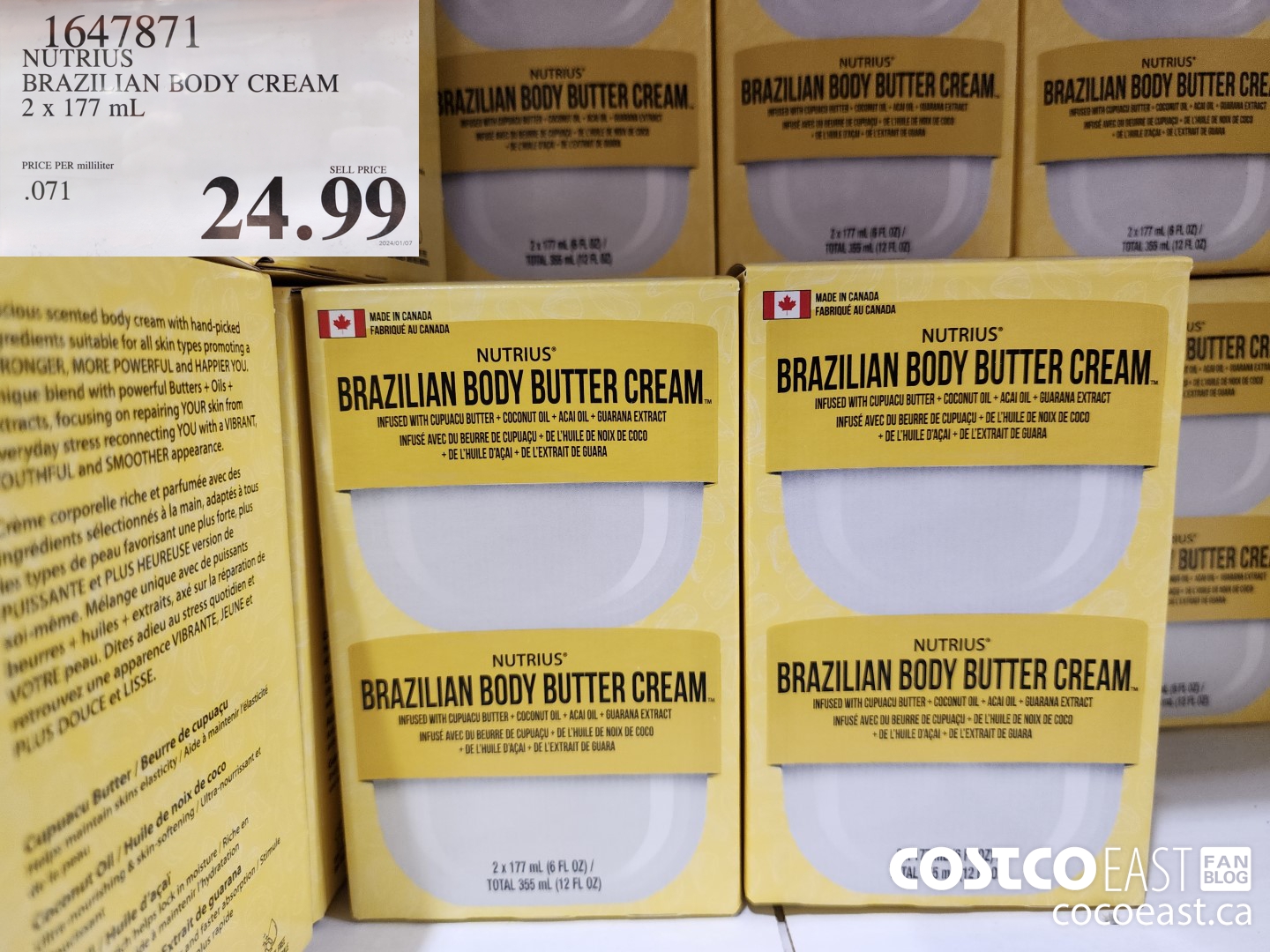 1647871 NUTRIUS BRAZILIAN BODY CREAM 2 X 177ML $24.99