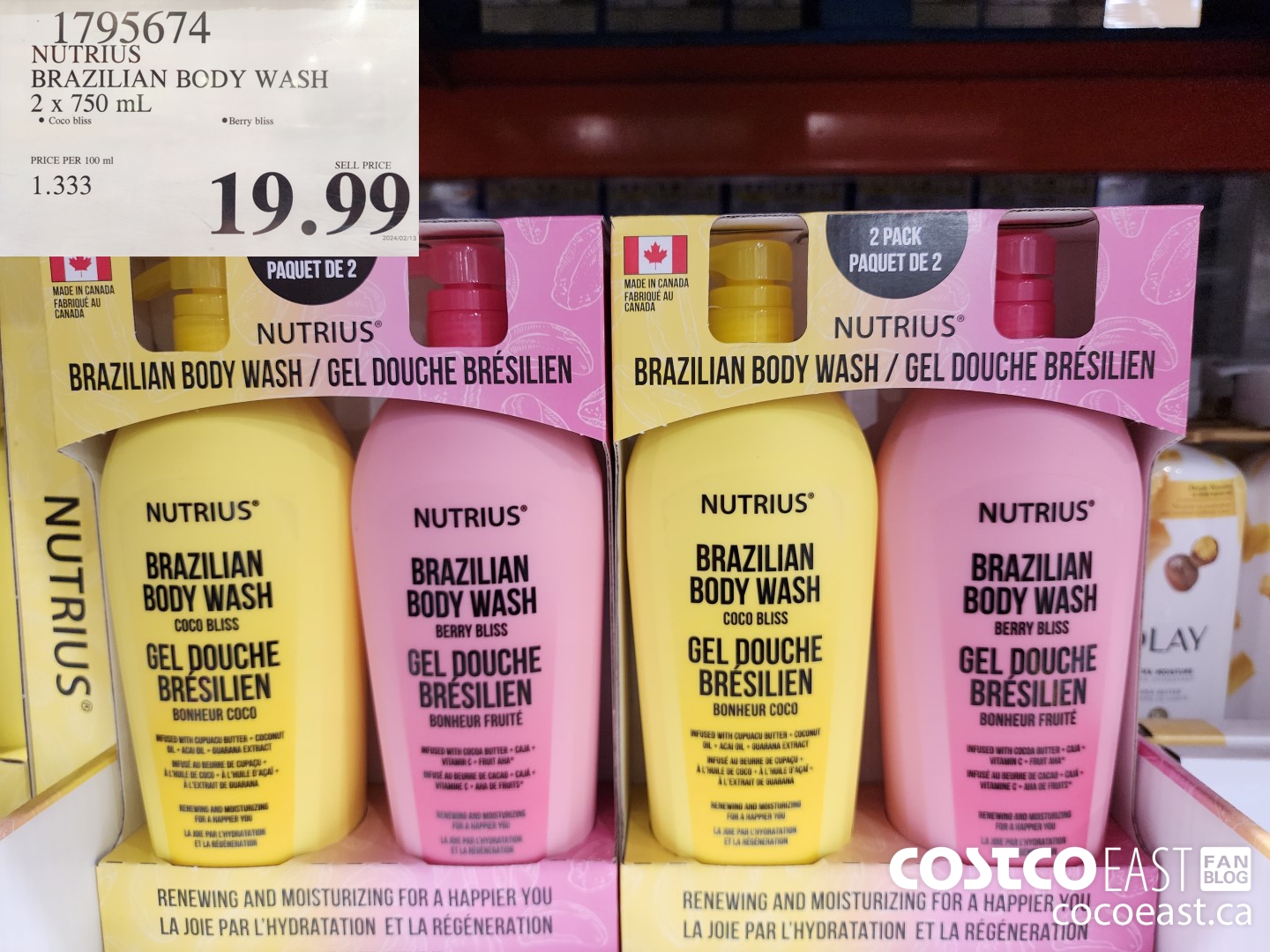 1795674 NUTRIUS BRAZILIAN BODY WASH 2 x 750 mL $19.99