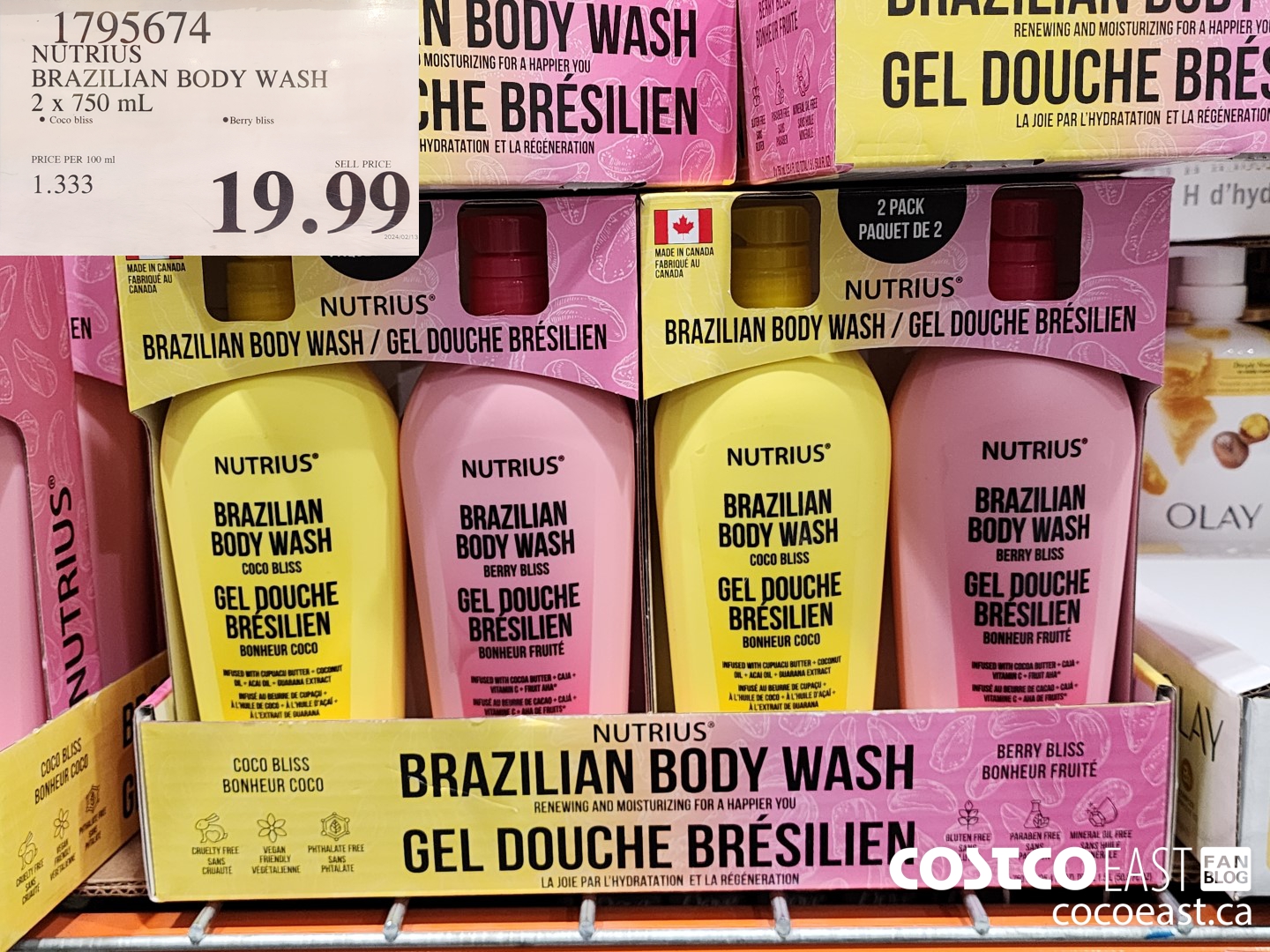 1795674 NUTRIUS BRAZILIAN BODY WASH 2 x 750 mL $19.99
