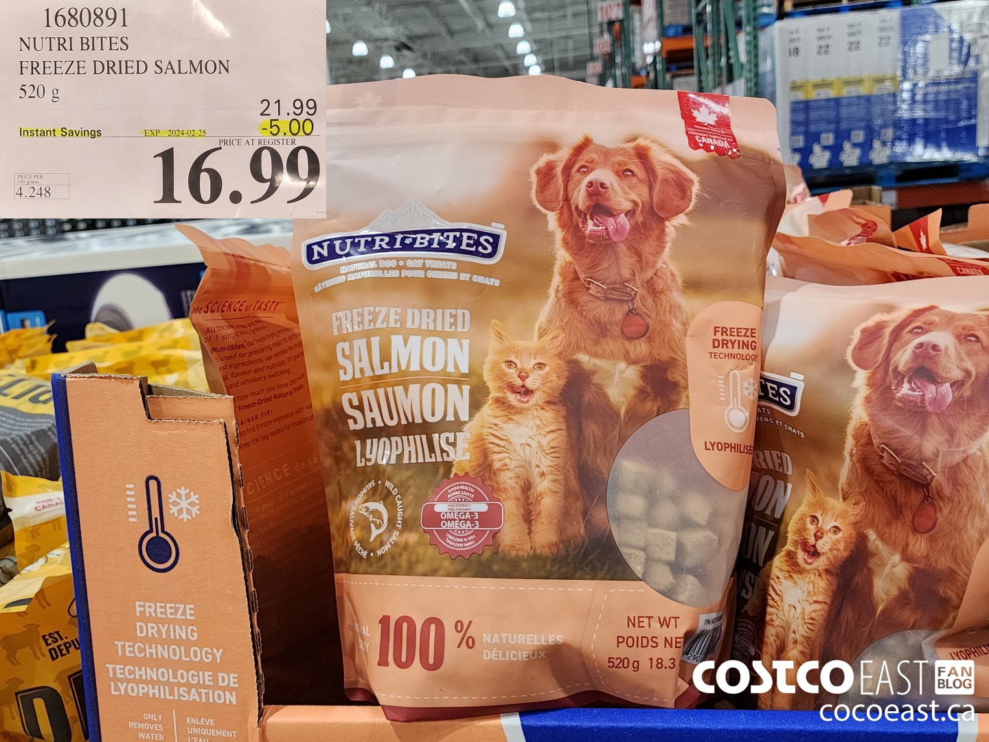 1680891 NUTRI BITES FREEZE DRIED SALMON 520 g ($5.00 INSTANT SAVINGS EXPIRES ON 2024-02-25) $16.99