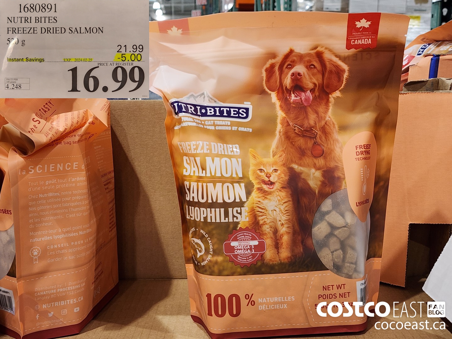 1680891 NUTRI BITES FREEZE DRIED SALMON 520 g ($5.00 INSTANT SAVINGS EXPIRES ON 2024-02-25) $16.99