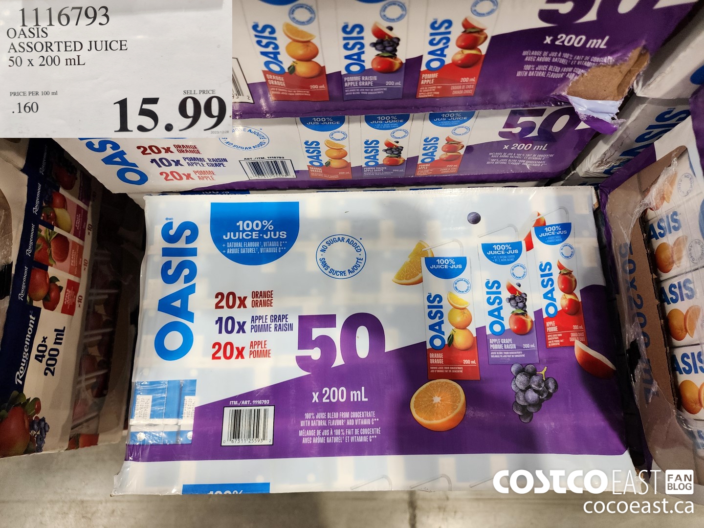 1116793 OASIS ASSORTED JUICE 50 x 200 mL $15.99