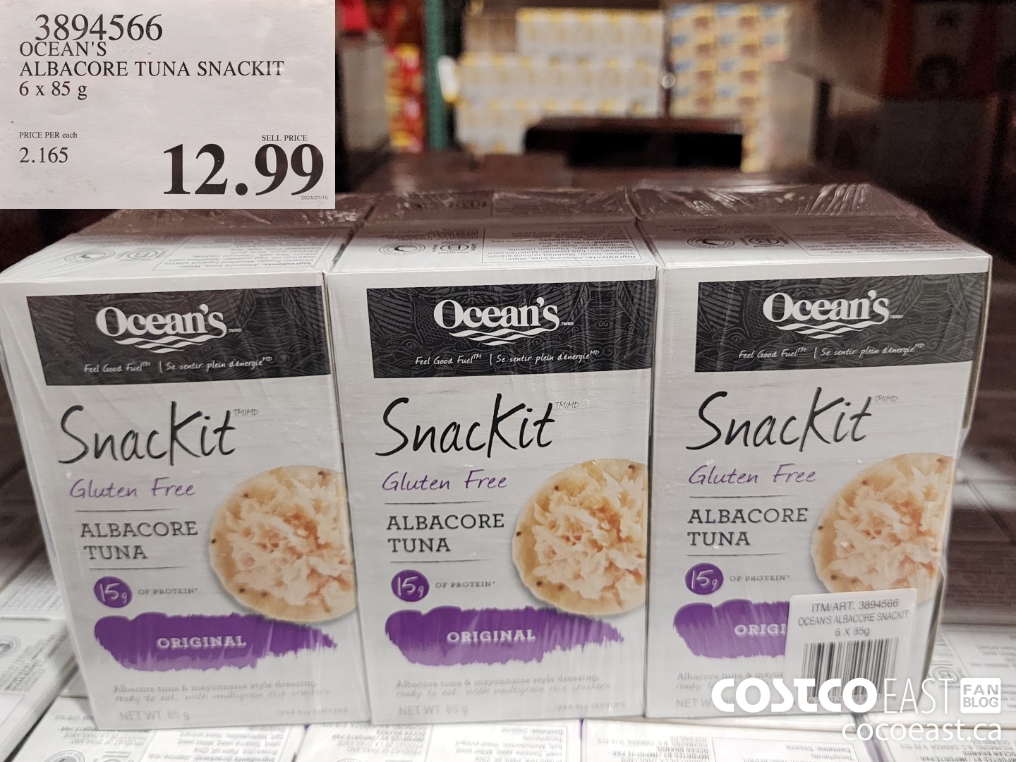 3894566 OCEAN'S ALBACORE TUNA SNACKIT 6 x 85g $12.99