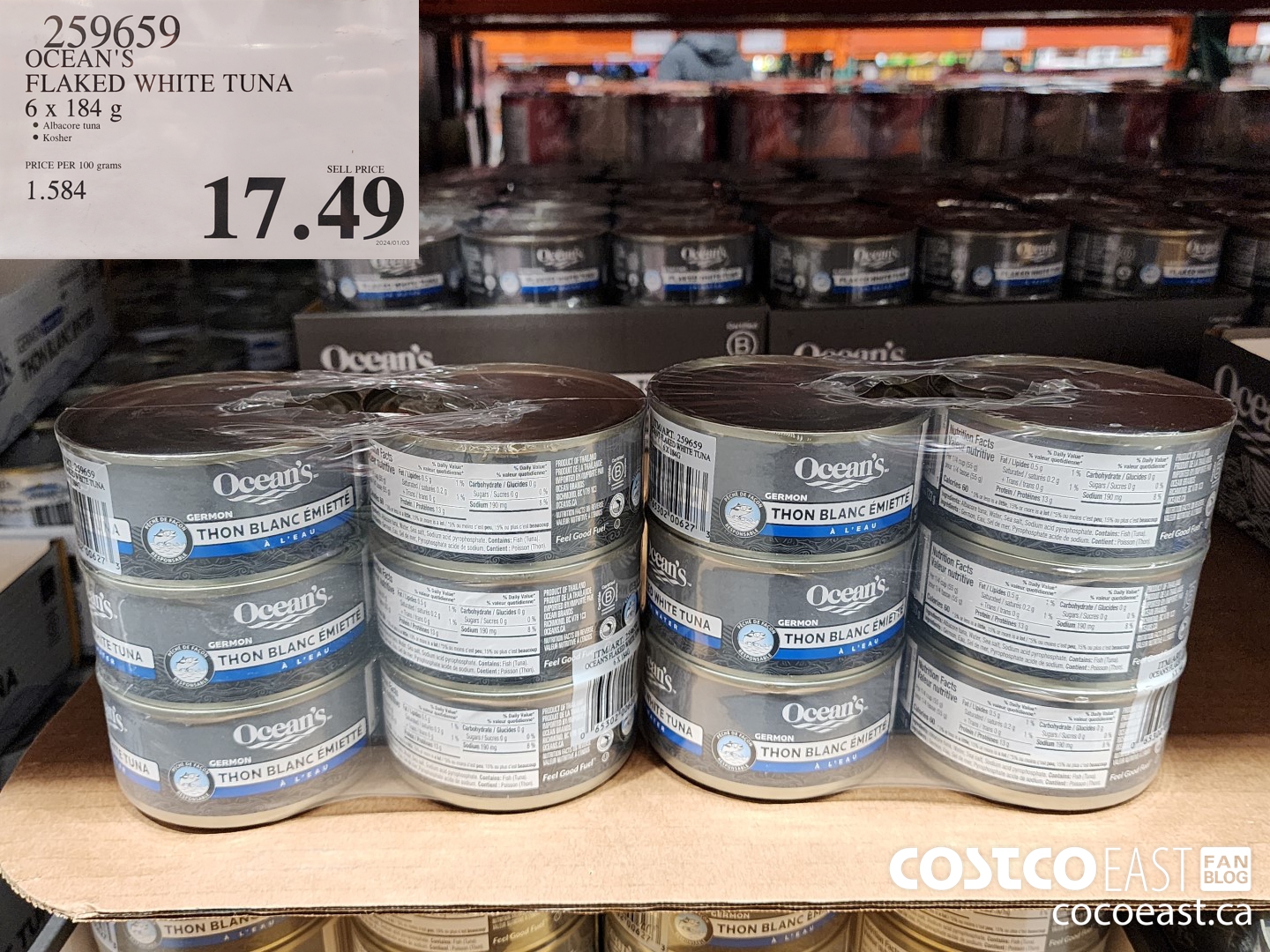 259659 OCEAN'S FLAKED WHITE TUNA 6 x 184 G $17.49