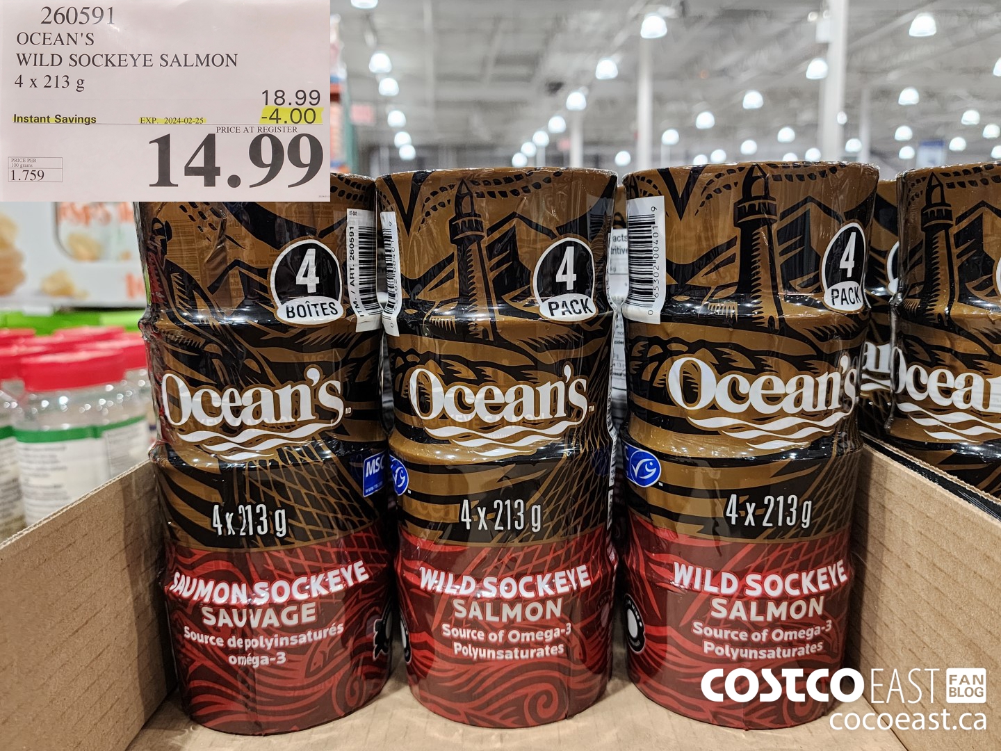 260591 OCEAN'S WILD SOCKEYE SALMON 4 x 213 G ($4.00 INSTANT SAVINGS EXPIRES ON 2024-02-25) $14.99
