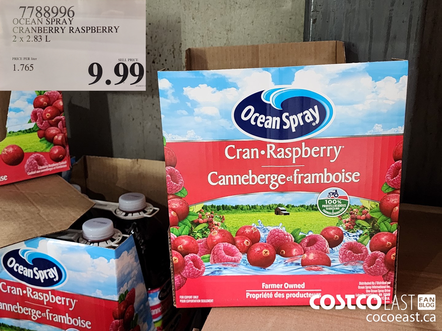 7788996 OCEAN SPRAY CRANBERRY RASPBERRY 2x 2.83 L $9.99