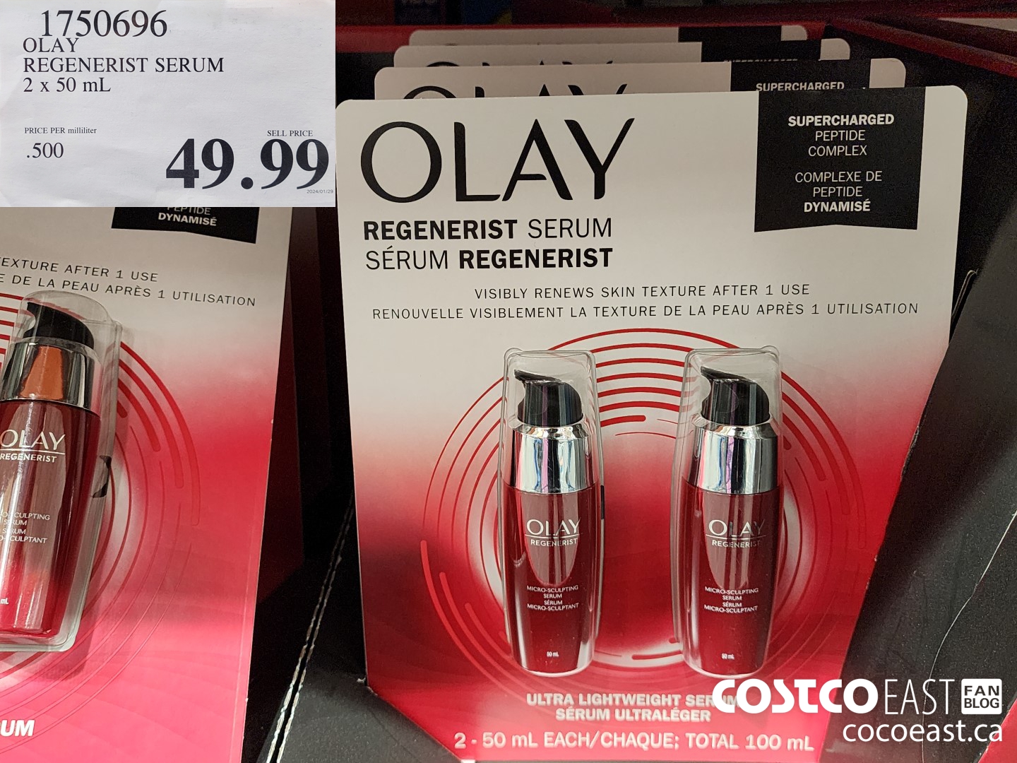 1750696 OLAY REGENERIST SERUM 2x 50 mL $49.99