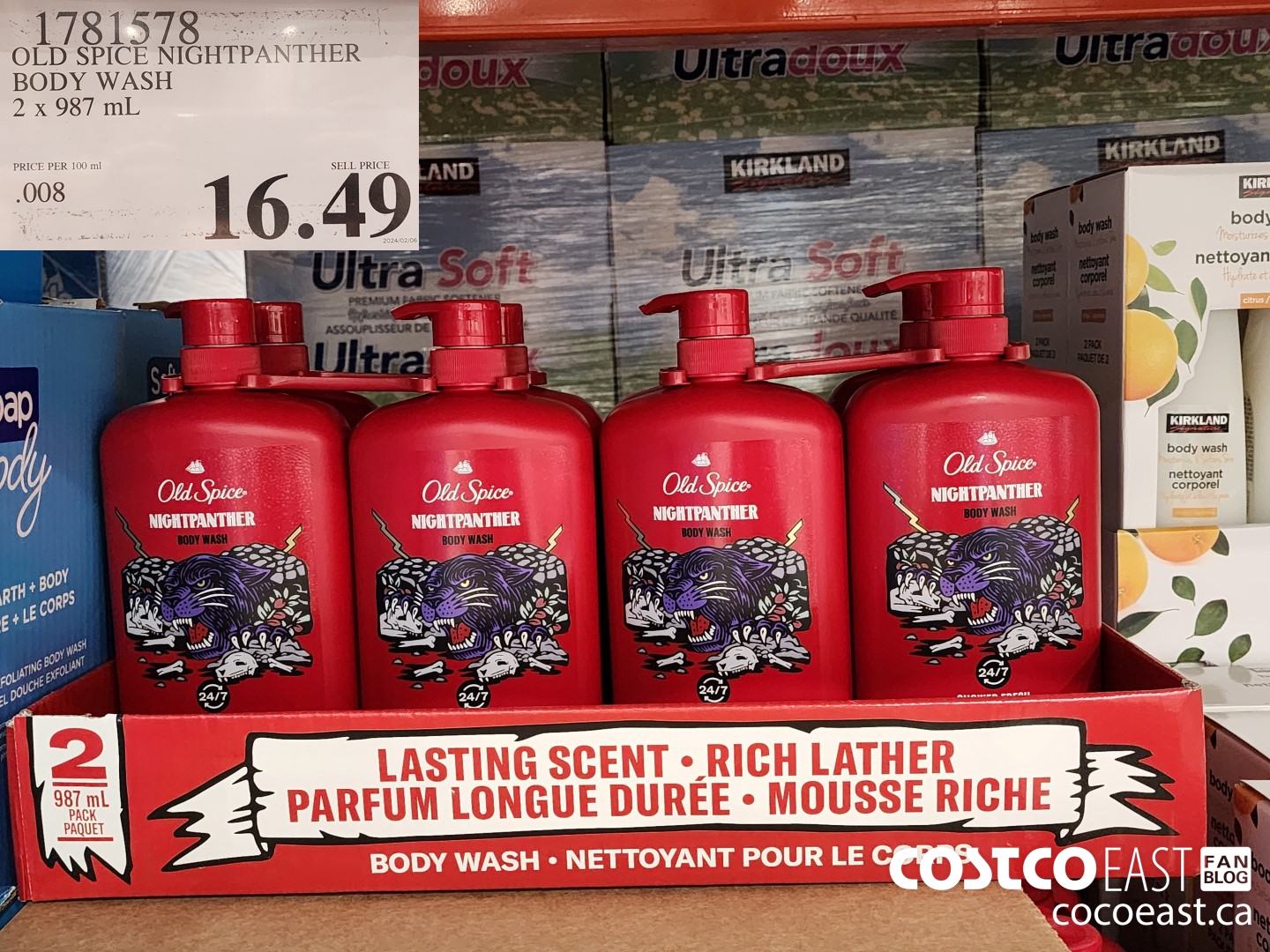 1781578 OLD SPICE NIGHTPANTHER BODY WASH 2 X 987 ML $16.49