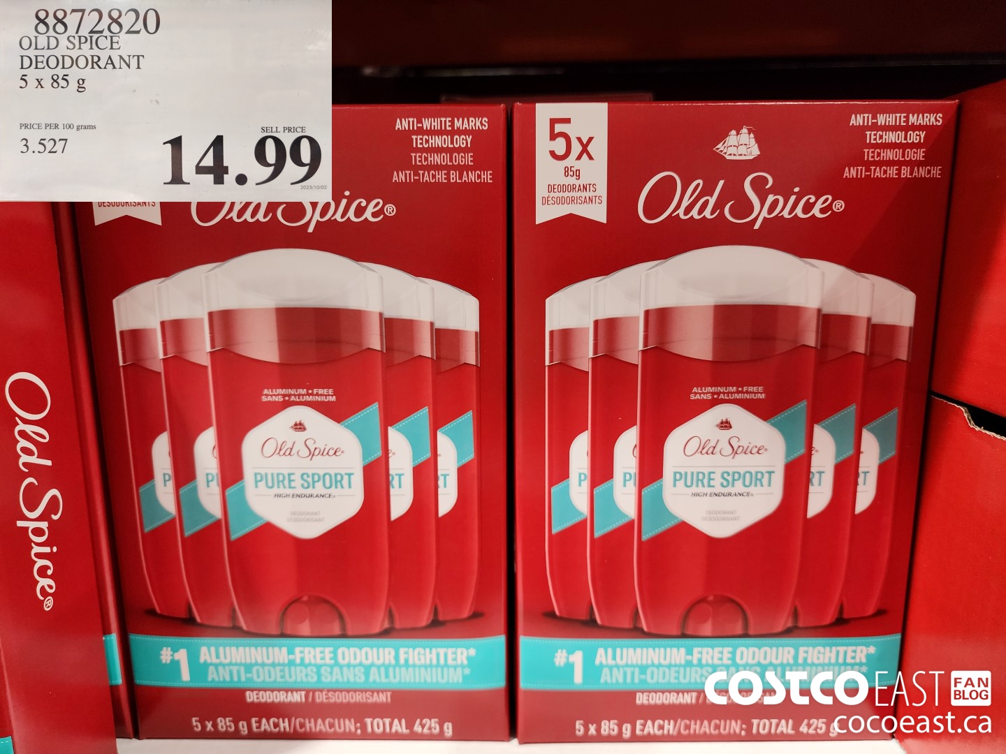 8872820 OLD SPICE DEODORANT 5 X 85G $14.99
