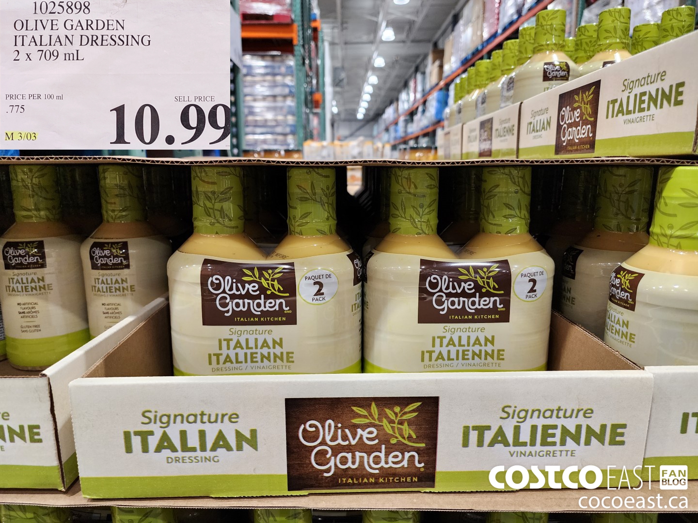 1025898 OLIVE GARDEN ITALIAN DRESSING 2 X 709 ML $10.99