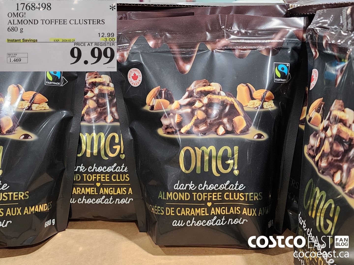 1768498 OMG! ALMOND TOFFEE CLUSTERS 680 g ($3.00 INSTANT SAVINGS EXPIRES ON 2024-02-25) $9.99