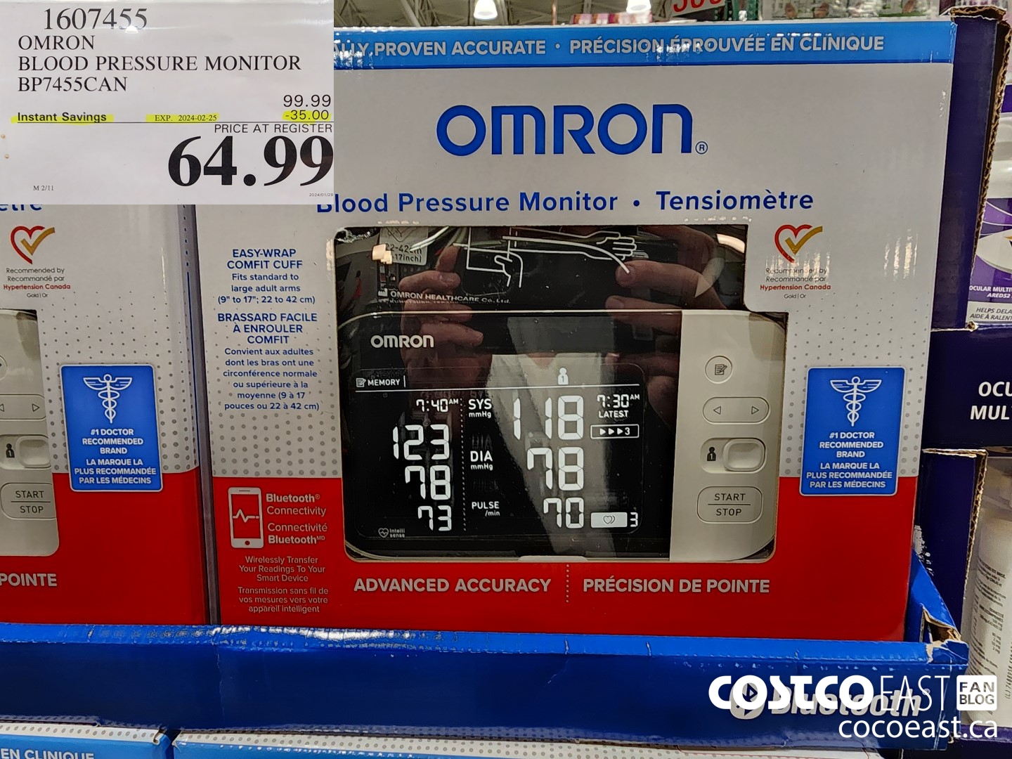 1607455 OMRON BLOOD PRESSURE MONITOR BP7455CAN ($35.00 INSTANT SAVINGS EXPIRES ON 2024-02-25) $64.99