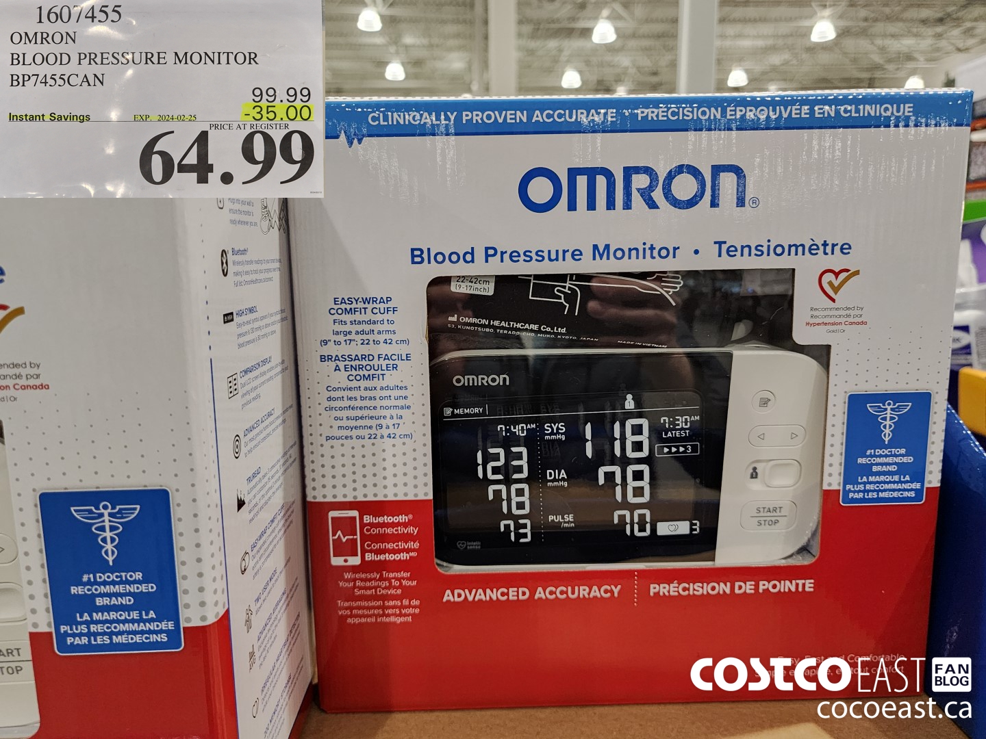 1607455 OMRON BLOOD PRESSURE MONITOR BP7455CAN ($35.00 INSTANT SAVINGS EXPIRES ON 2024-02-25) $64.99