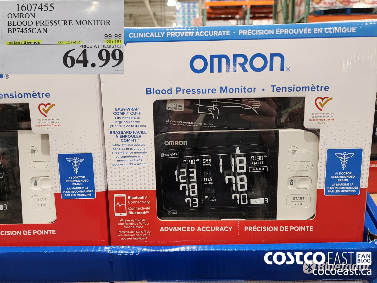 1607455 OMRON BLOOD PRESSURE MONITOR BP7455CAN ($35.00 INSTANT SAVINGS EXPIRES ON 2024-02-25) $64.99