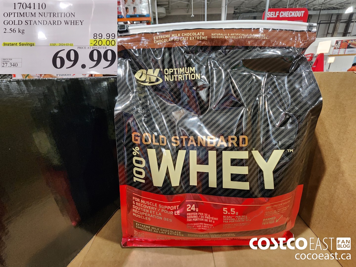 1704110 OPTIMUM NUTRITION GOLD STANDARD WHEY 2.56 KG ($20.00 INSTANT SAVINGS EXPIRES ON 2024-03-03) $69.99