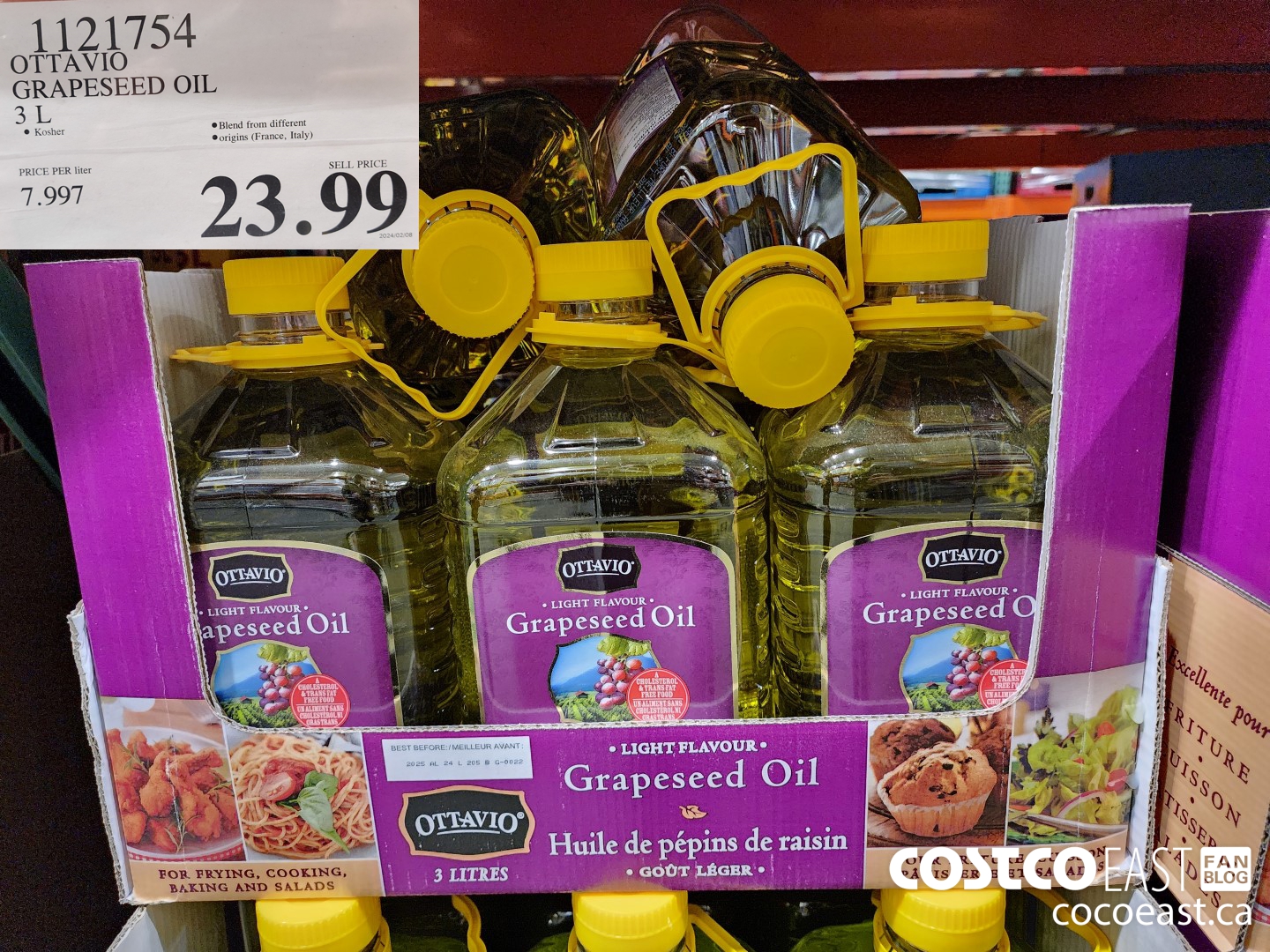 1121754 OTTAVIO GRAPESEED OIL 3L $23.99