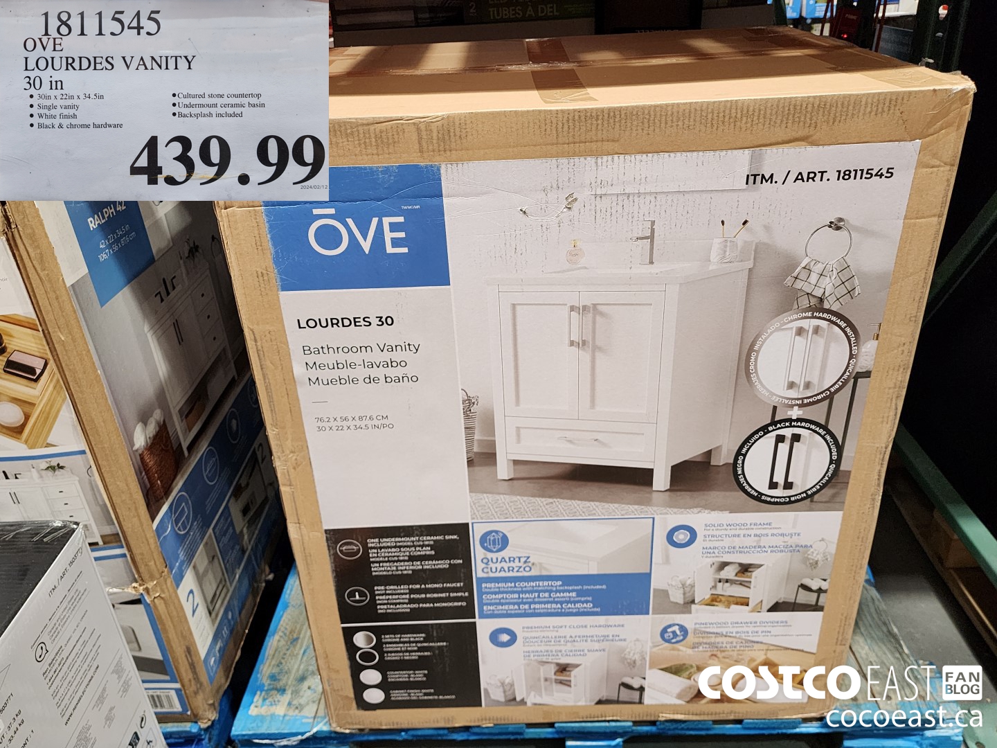 1811545 OVE LOURDES VANITY 30 IN $439.99