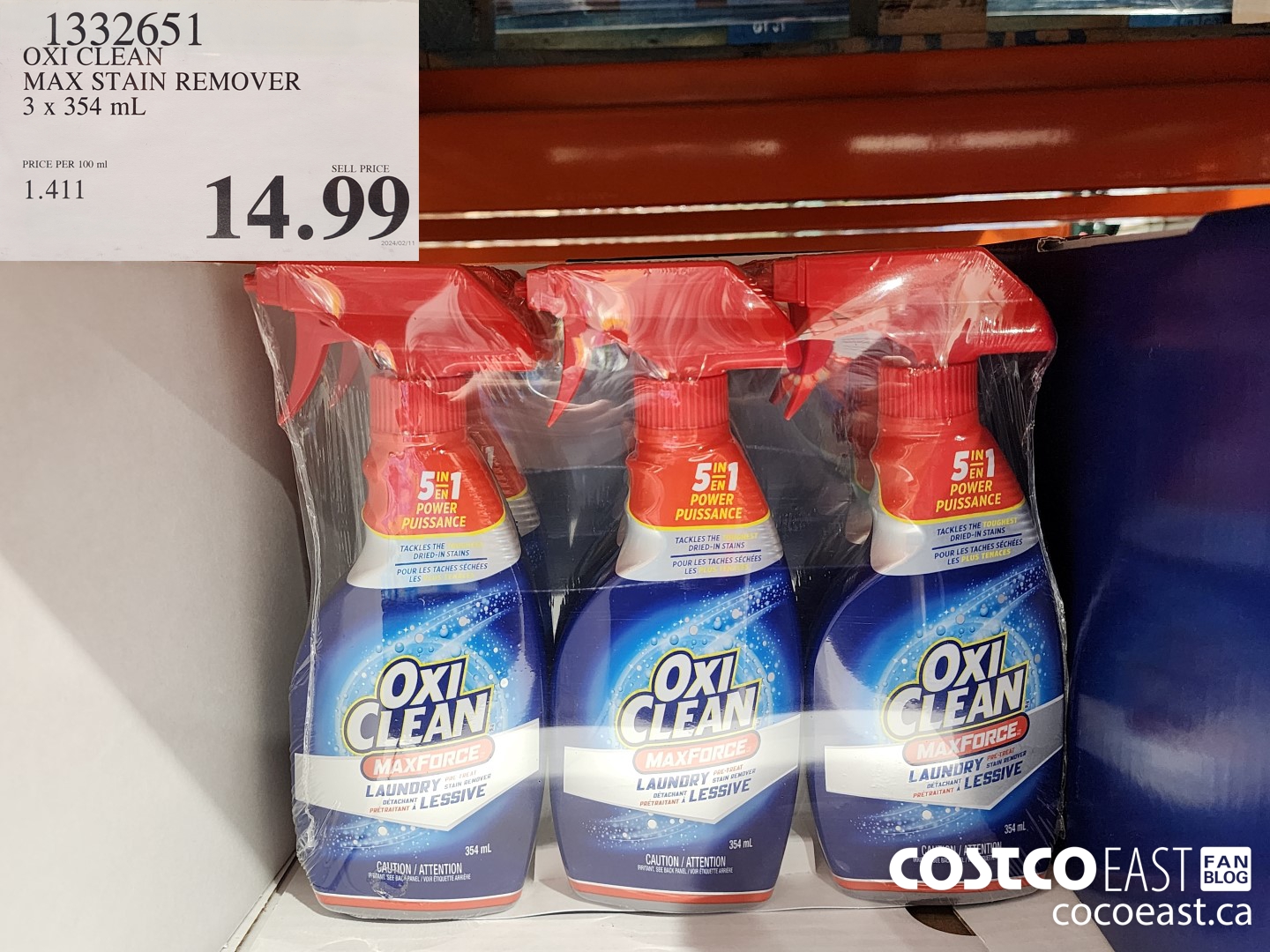 1332651 OXI CLEAN MAX STAIN REMOVER 3 x 354 mL $14.99