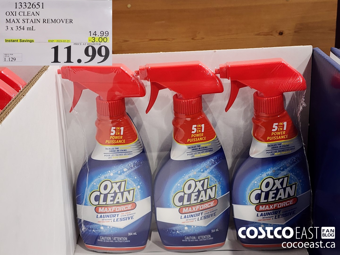 1332651 OXI CLEAN MAX STAIN REMOVER 3 x 354 mL ($3.00 INSTANT SAVINGS EXPIRES ON 2024-02-25) $11.99