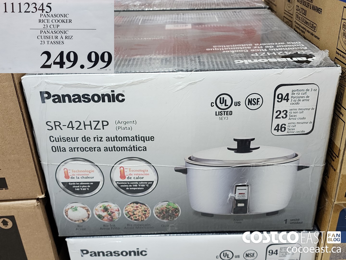 1112345 PANASONIC RICE COOKER 23 CUP $249.99