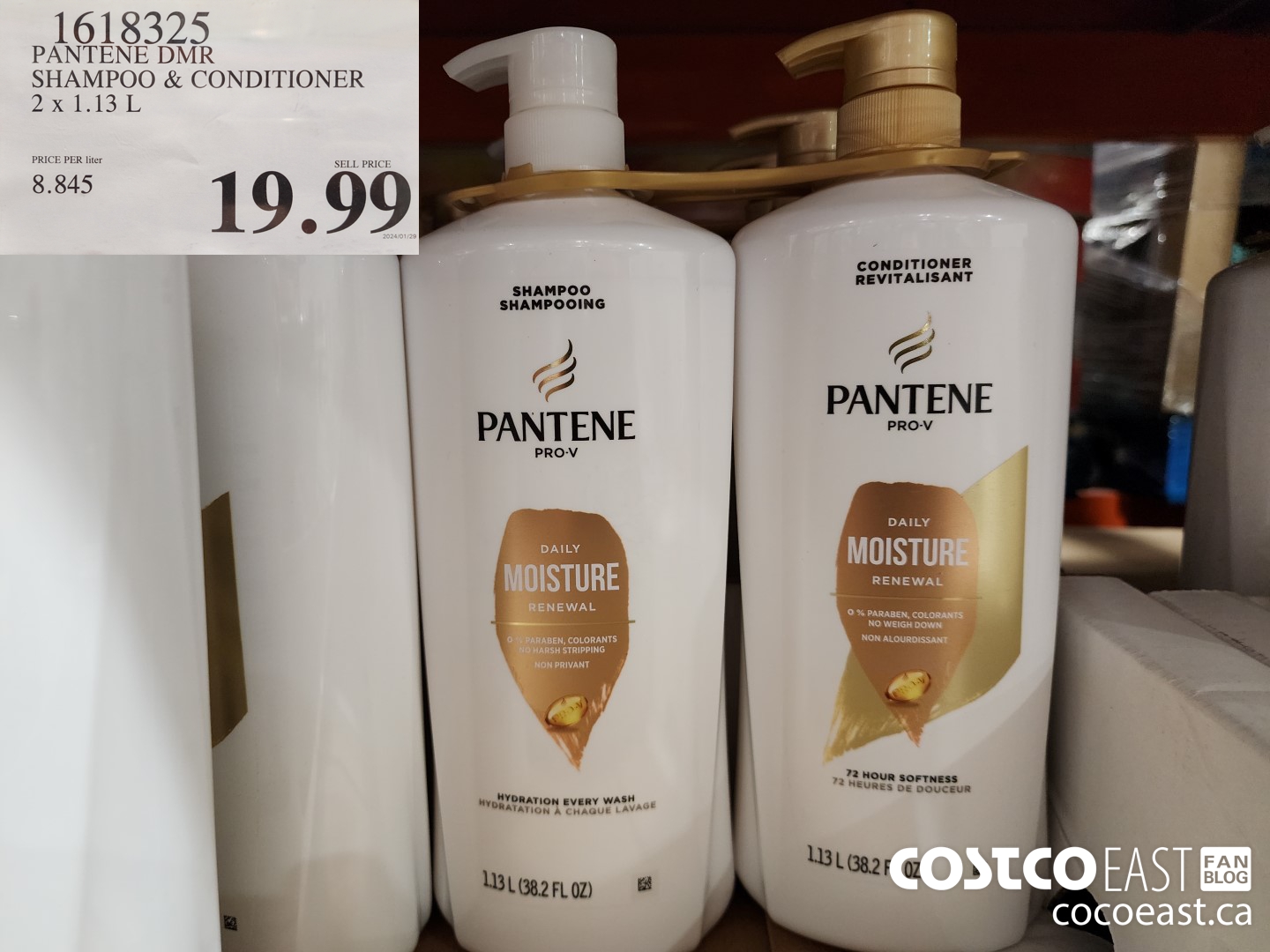 1618325 PANTENE DMR SHAMPOO & CONDITIONER 2 x 1.13L $19.99