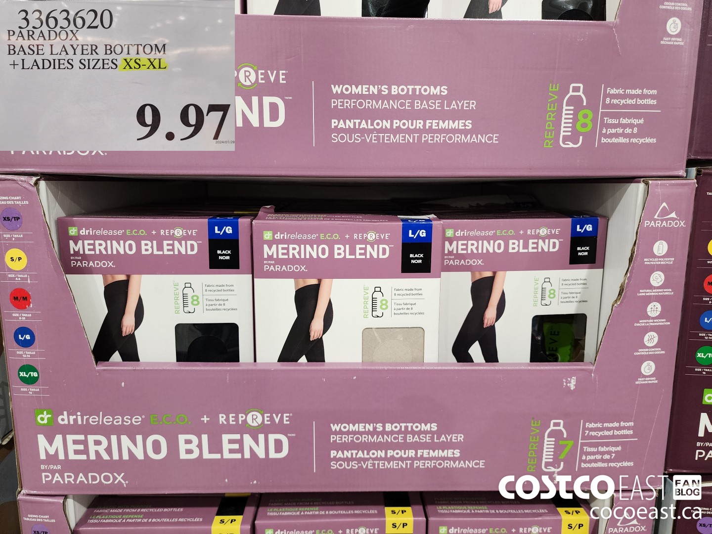 3363620 PARADOX BASE LAYER BOTTOM +LADIES SIZES XS-XL $9.97