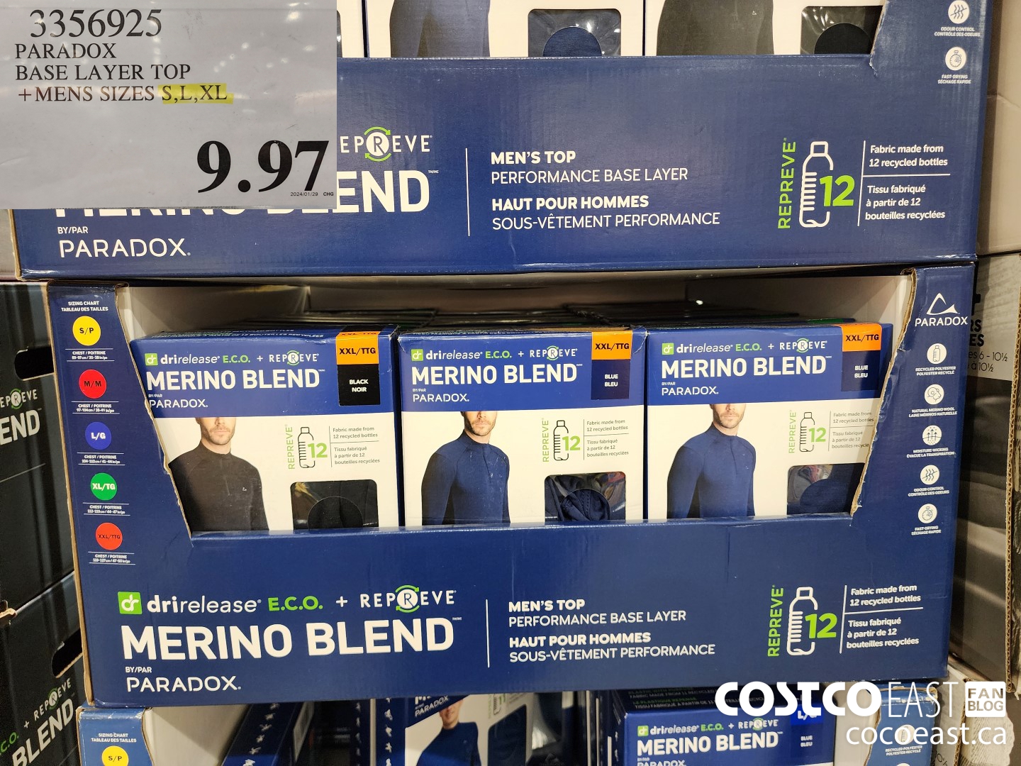 3356925 PARADOX BASE LAYER TOP MENS SIZES S-XXL $9.97