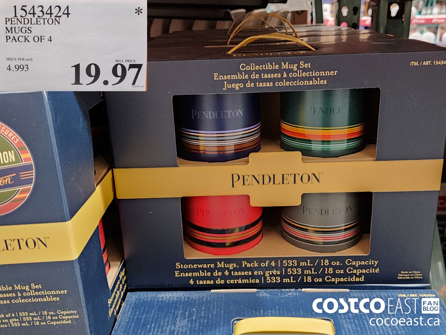 1543424 PENDLETON MUGS PACK OF 4 $19.97