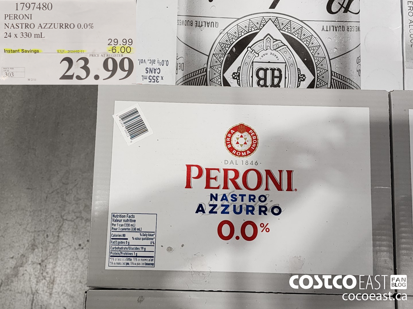 1797480 PERONI NASTRO AZZURRO 0.0% 24 x 330 mL ($6.00 INSTANT SAVINGS EXPIRES ON 2024-02-11) $23.99