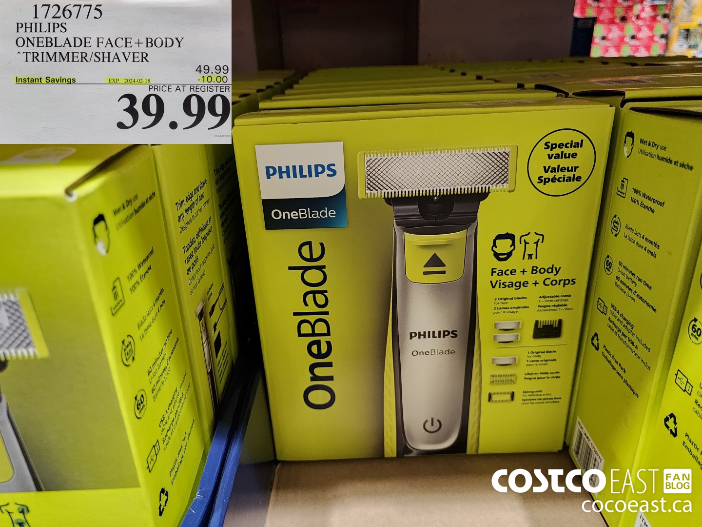 1726775 PHILIPS ONEBLADE FACE+ BODY TRIMMER/SHAVER ($10.00 INSTANT SAVINGS EXPIRES ON 2024-02-18) $39.99