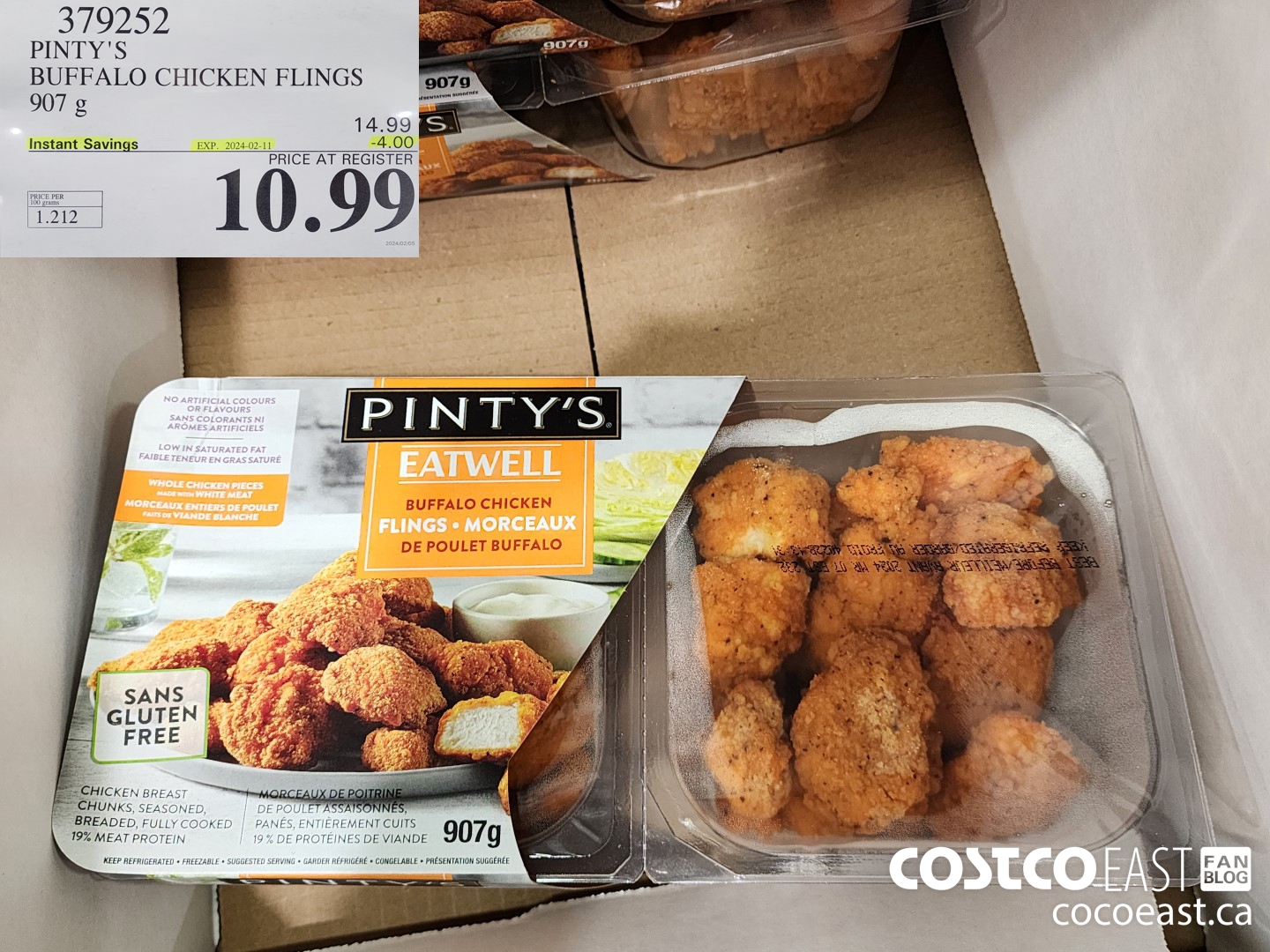 379252 PINTY'S BUFFALO CHICKEN FLINGS 907 g 20024-02-11 ($4.00 INSTANT SAVINGS) $10.99
