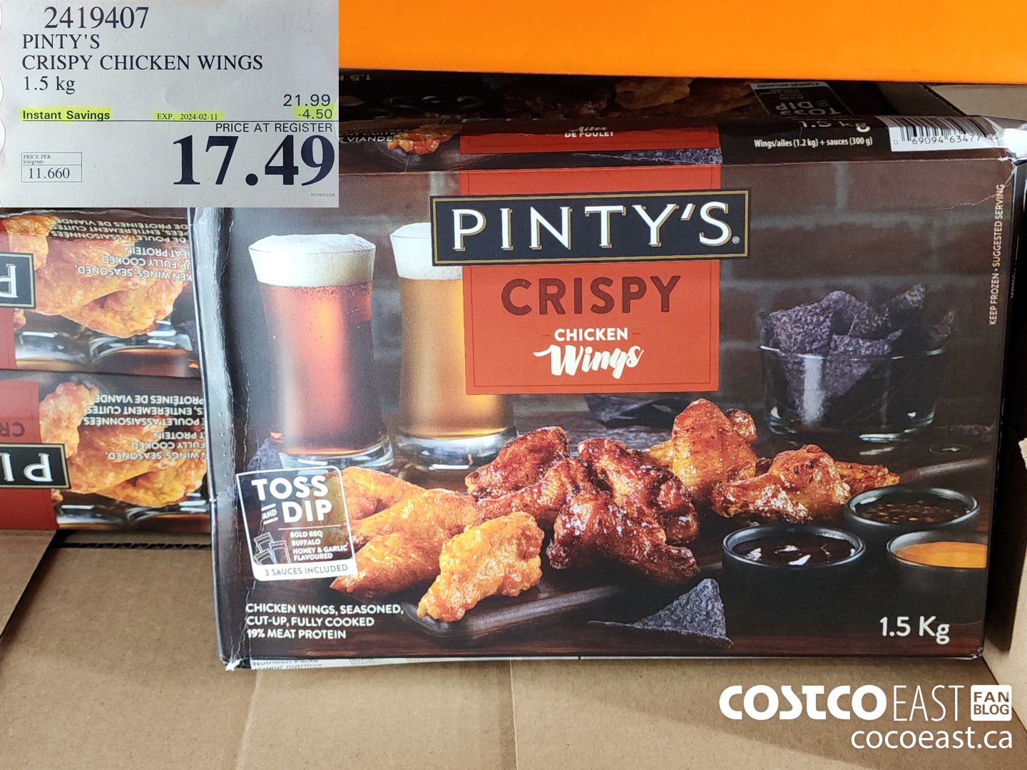 2419407 PINTY'S CRISPY CHICKEN WINGS 1.5 kg ($4.50 INSTANT SAVINGS EXPIRES ON 2024-02-11) $17.49