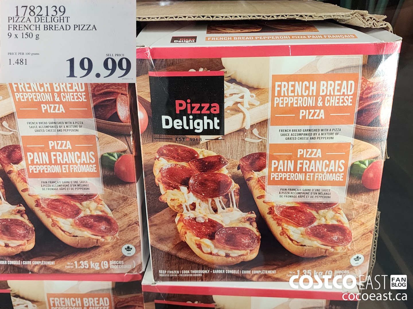 1782139 PIZZA DELIGHT FRENCH BREAD PIZZA 9 x 150g $19.99