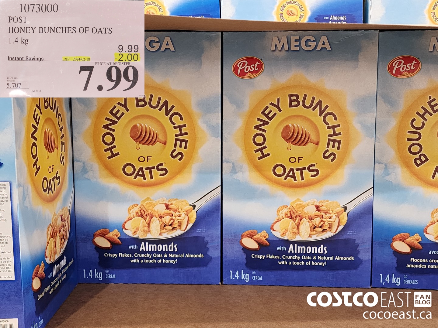 1073000 POST HONEY BUNCHES OF OATS 1.4 KG ($2.00 INSTANT SAVINGS EXPIRES ON 2024-02-18) $7.99