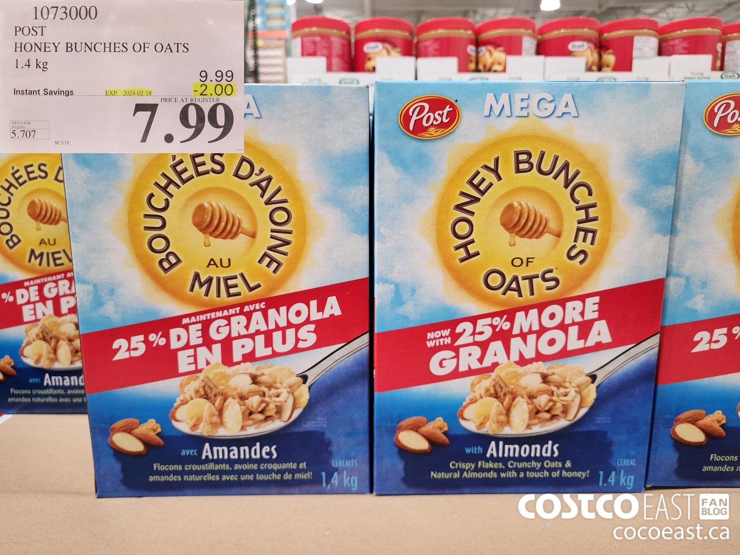 1073000 POST HONEY BUNCHES OF OATS 1.4 KG ($2.00 INSTANT SAVINGS EXPIRES ON 2024-02-18) $7.99