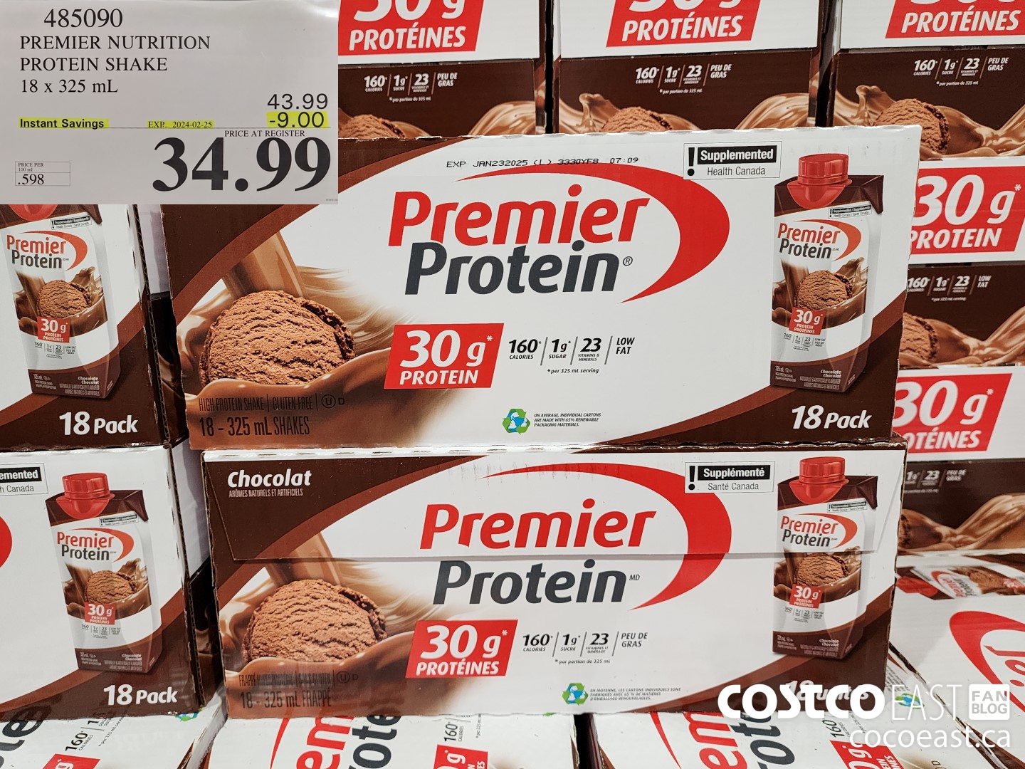 485090 PREMIER NUTRITION PROTEIN SHAKE 18 x 325 mL ($9.00 INSTANT SAVINGS EXPIRES ON 2024-02-25) $34.99