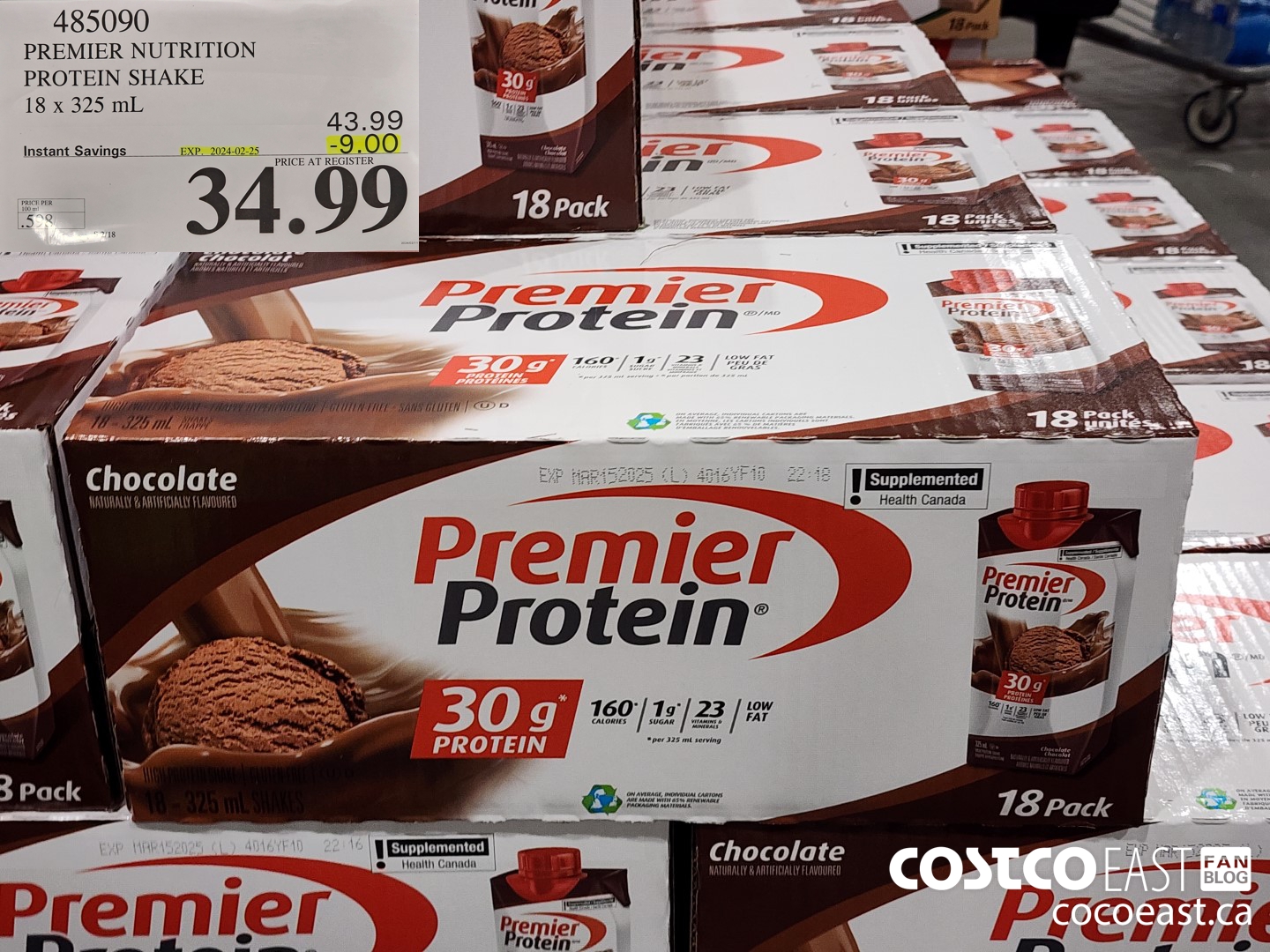 485090 PREMIER NUTRITION PROTEIN SHAKE 18 x 325 mL ($9.00 INSTANT SAVINGS EXPIRES ON 2024-02-25) $34.99