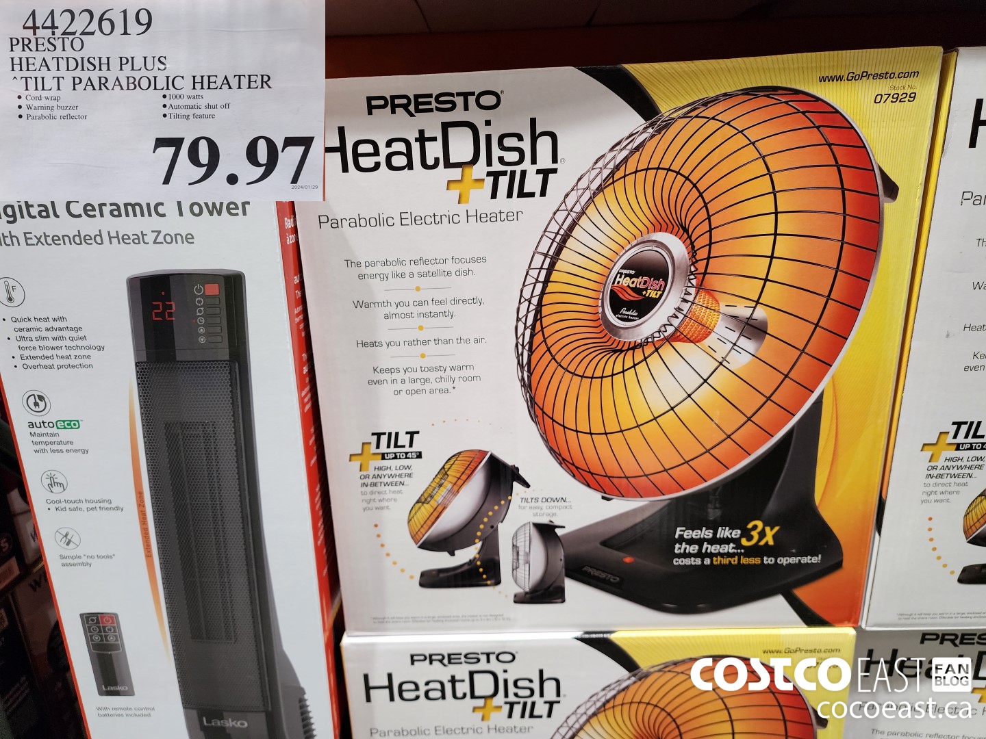4422619 PRESTO HEATDISH PLUS TILT PARABOLIC HEATER $79.97