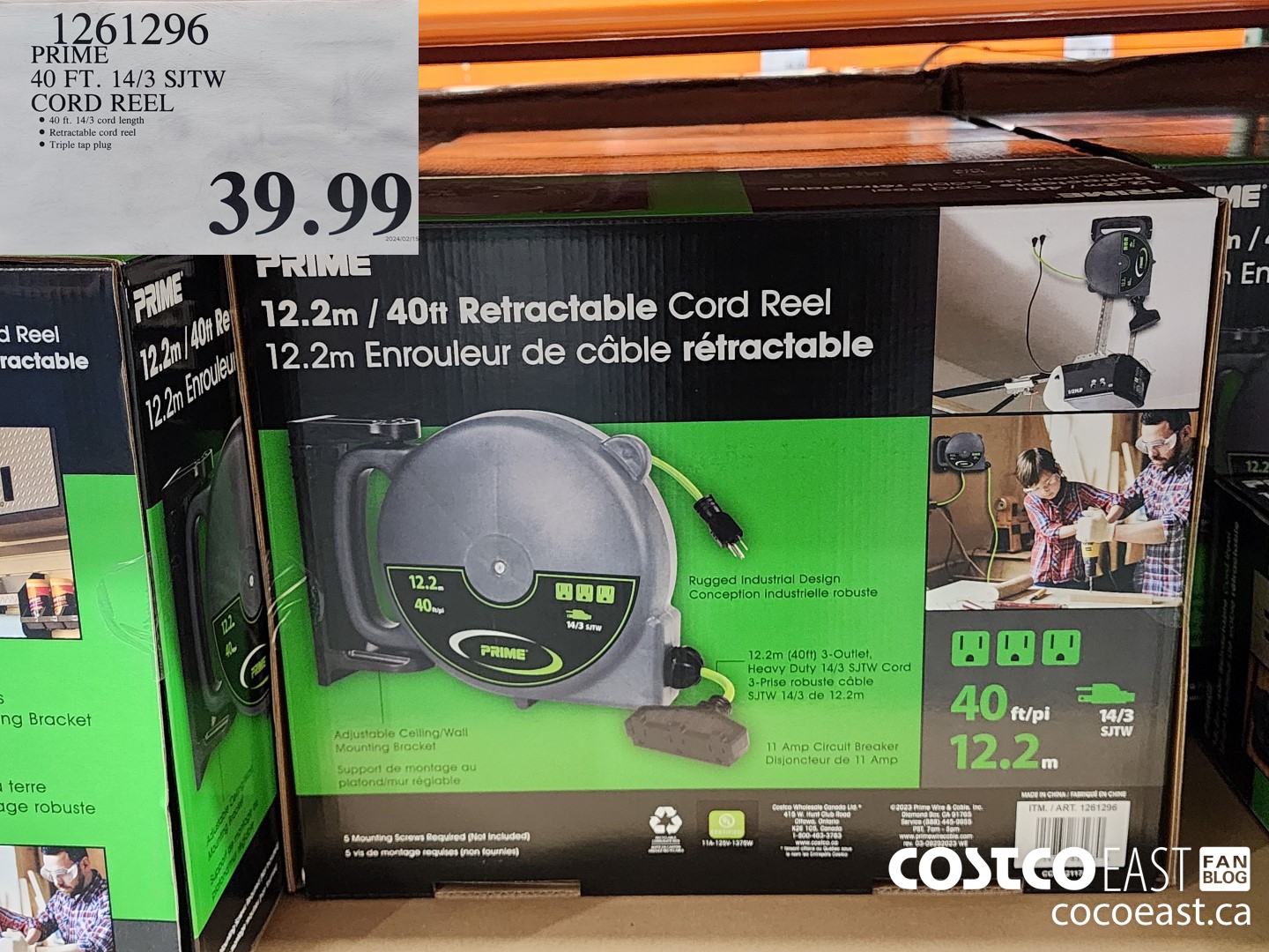 1261296 PRIME 40 FT. 14/3 SJTW CORD REEL $39.99