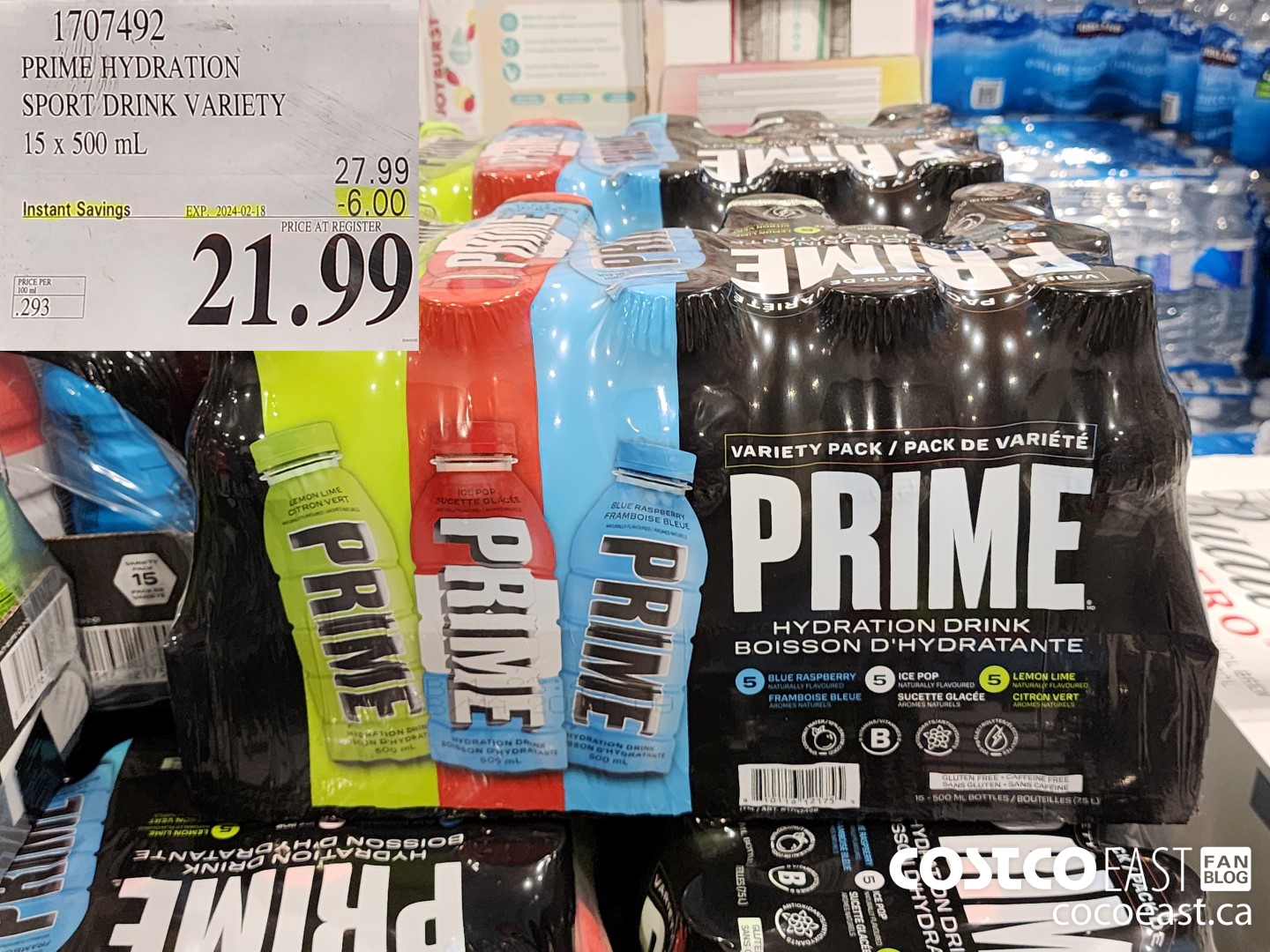 1707492 PRIME HYDRATION SPORT DRINK VARIETY 15 x 500 mL ($6.00 INSTANT SAVINGS EXPIRES ON 2024-02-18) $21.99